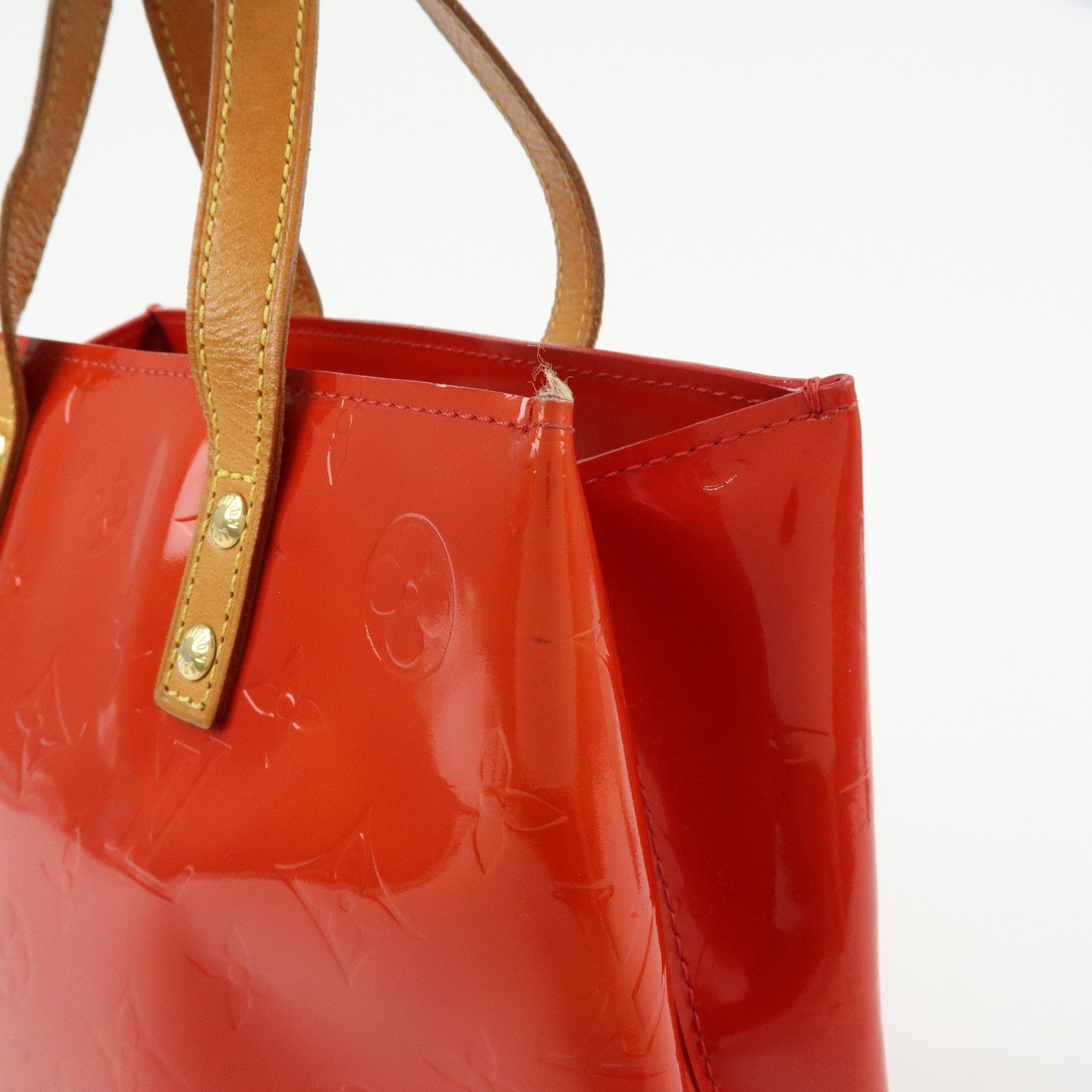 Louis Vuitton Monogram Vernis Lead PM Hand Bag Rouge M91088