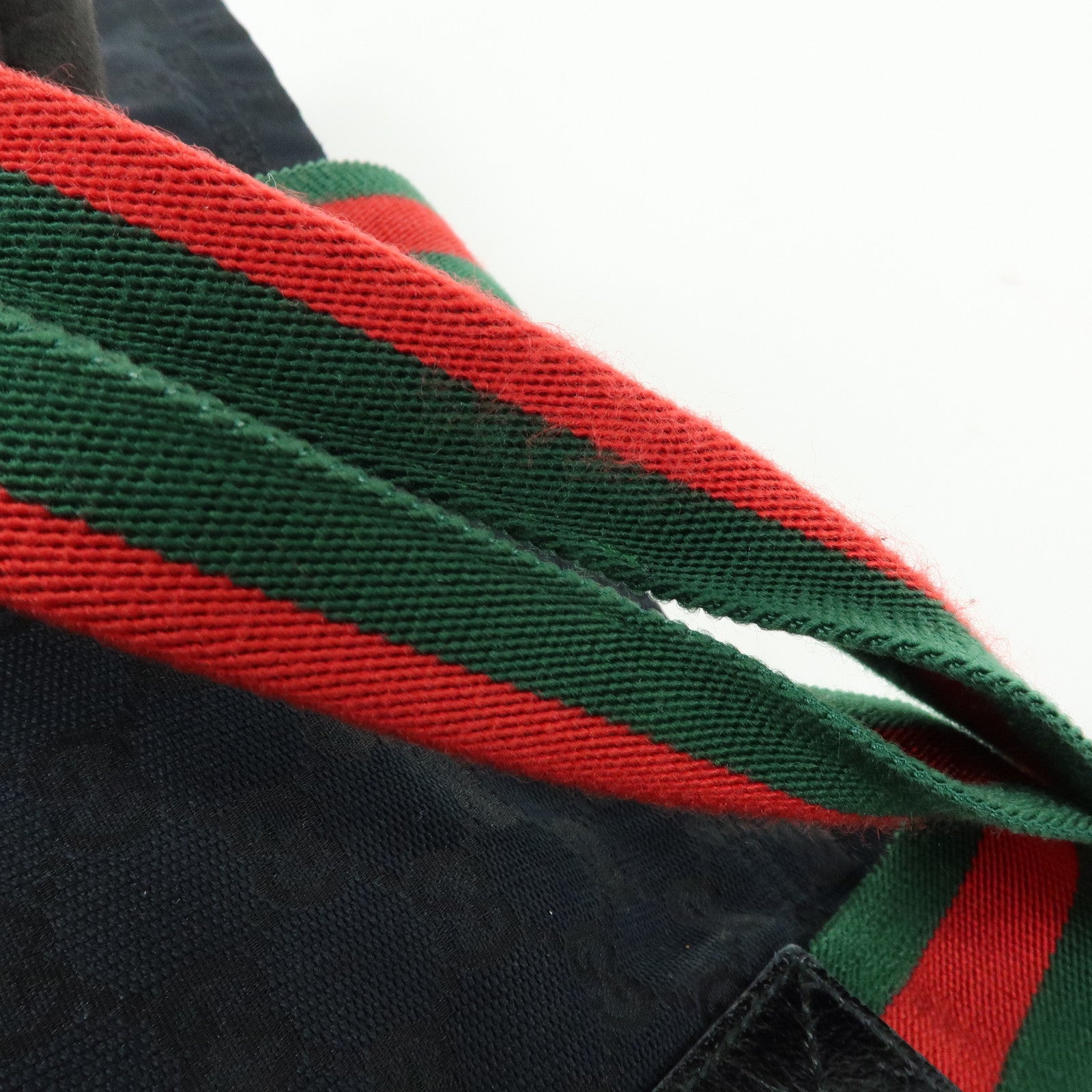 GUCCI Sherry GG Canvas Leather Tote Bag Shoulder Bag Black