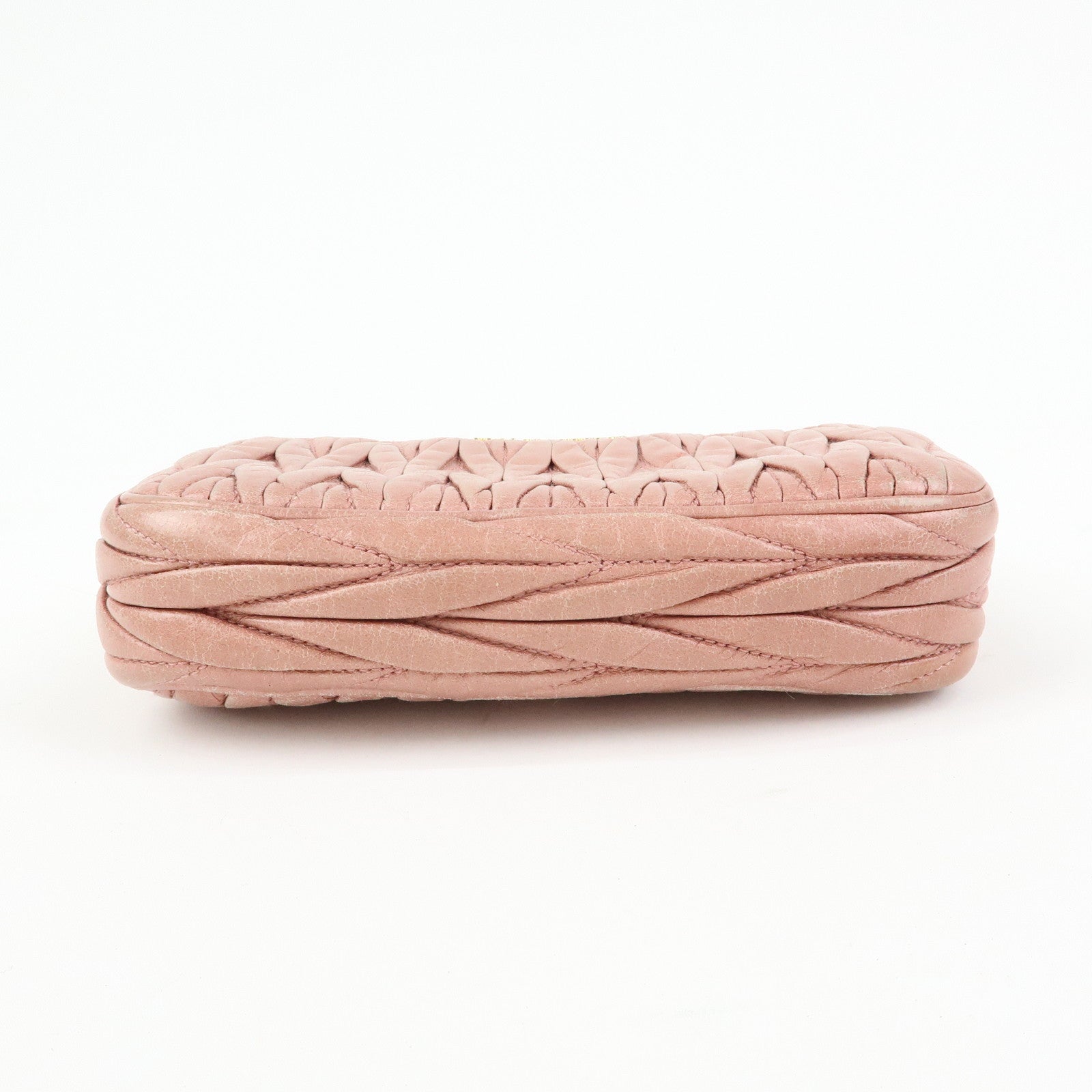 MIU MIU Matelasse Leather Hand Bag Accessory Pouch Pink