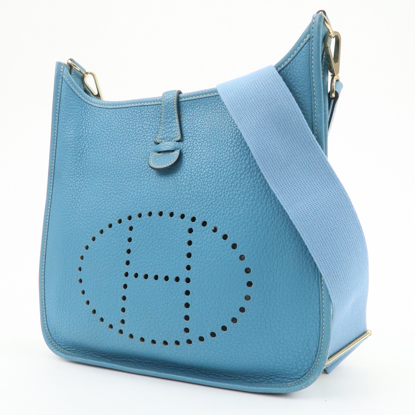 HERMES Taurillon Clemence Canvas Evelyne 3PM L Stamped Shoulder Bag