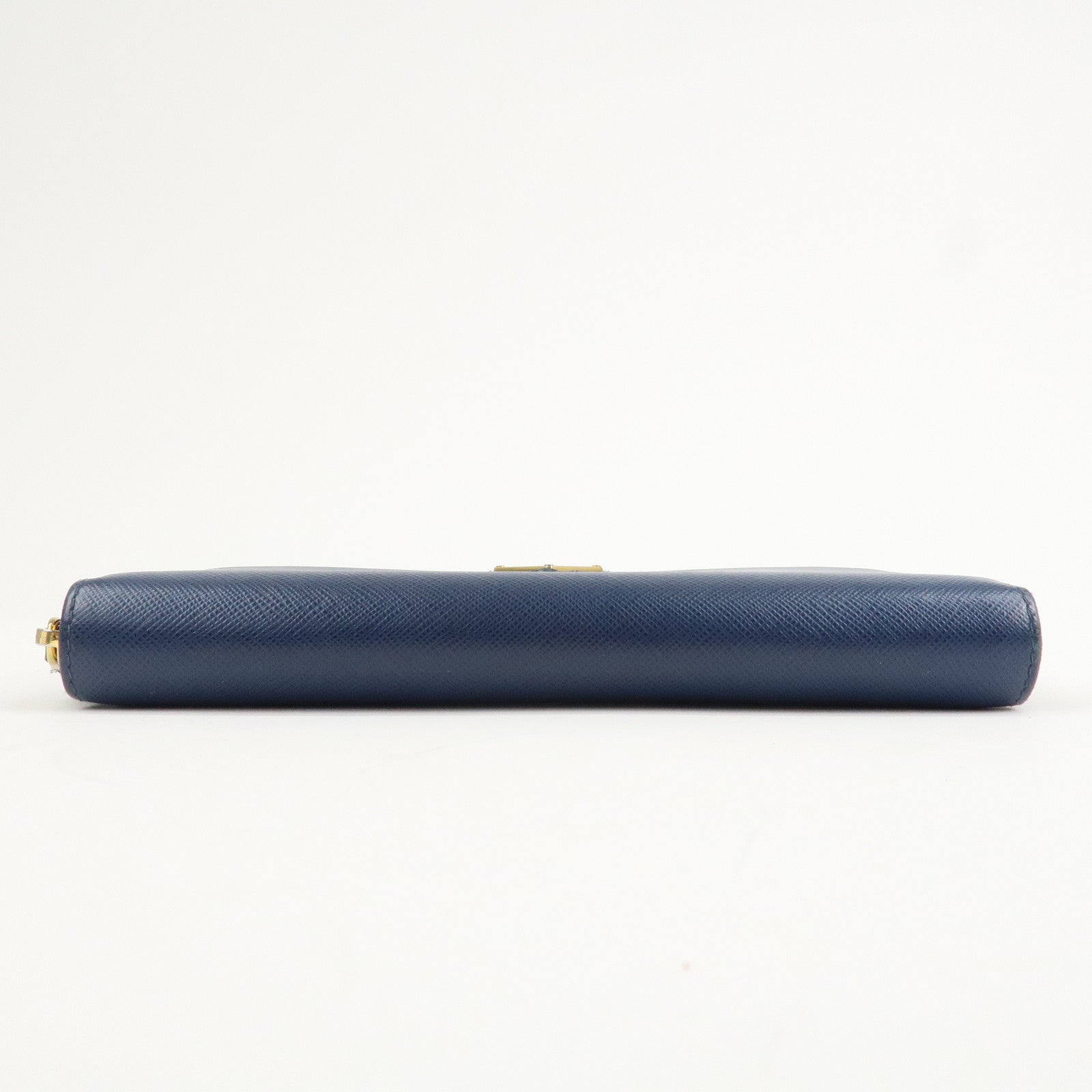 PRADA Triangle Logo Saffiano Leather Zippy Long Wallet Navy 1ML506