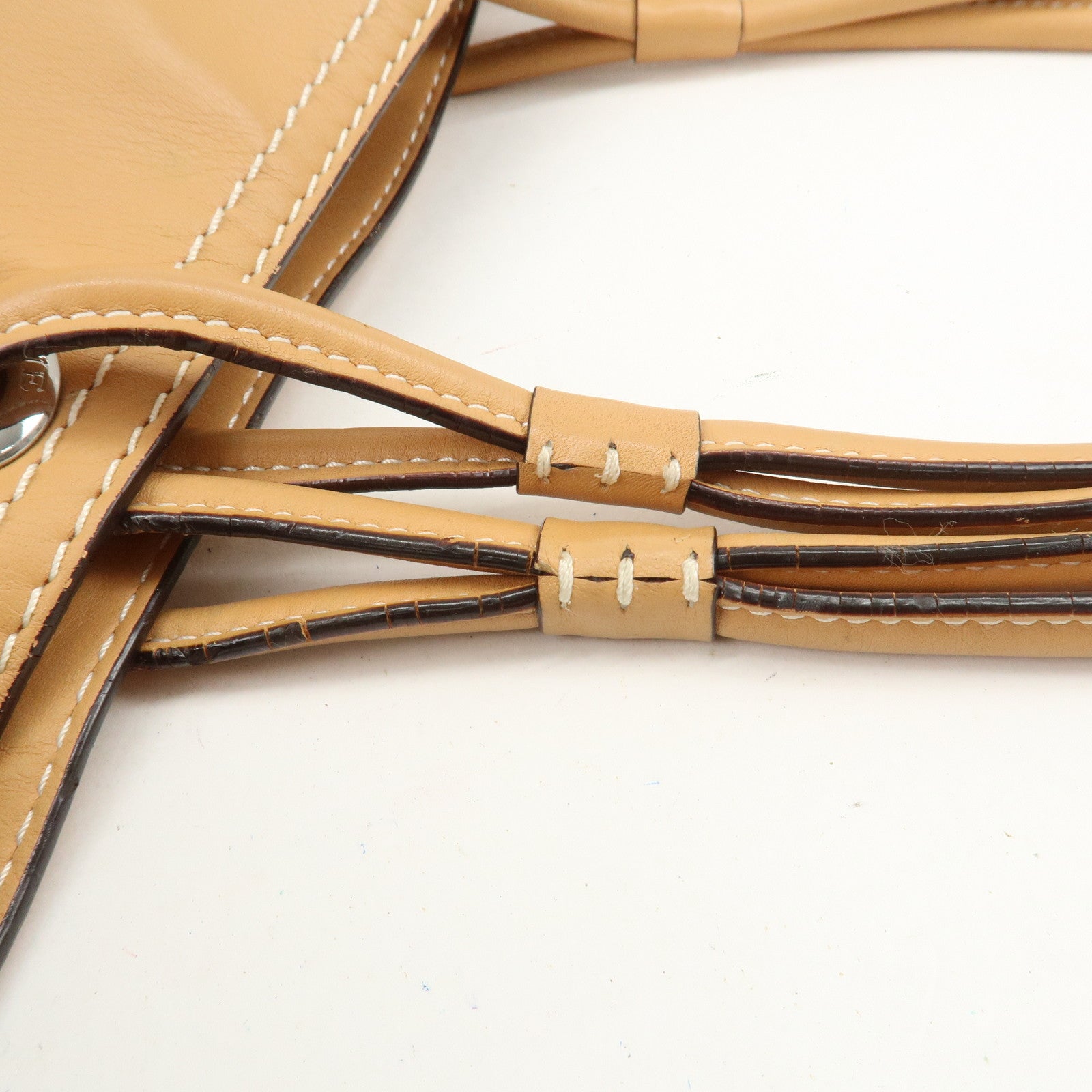 LOEWE Anagram Leather Shopper Tote Bag Hand Bag Light Brown