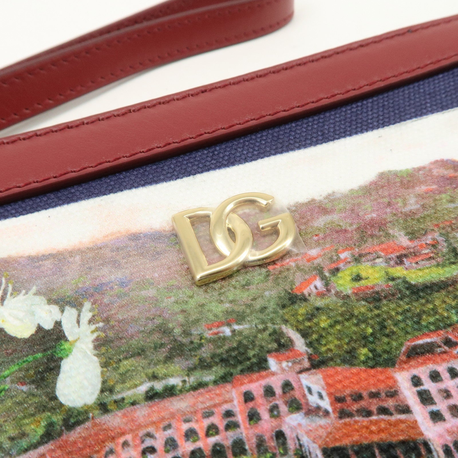 DOLCE&GABBANA Clutch Bag Flower Betterfly City Scape Bordeaux
