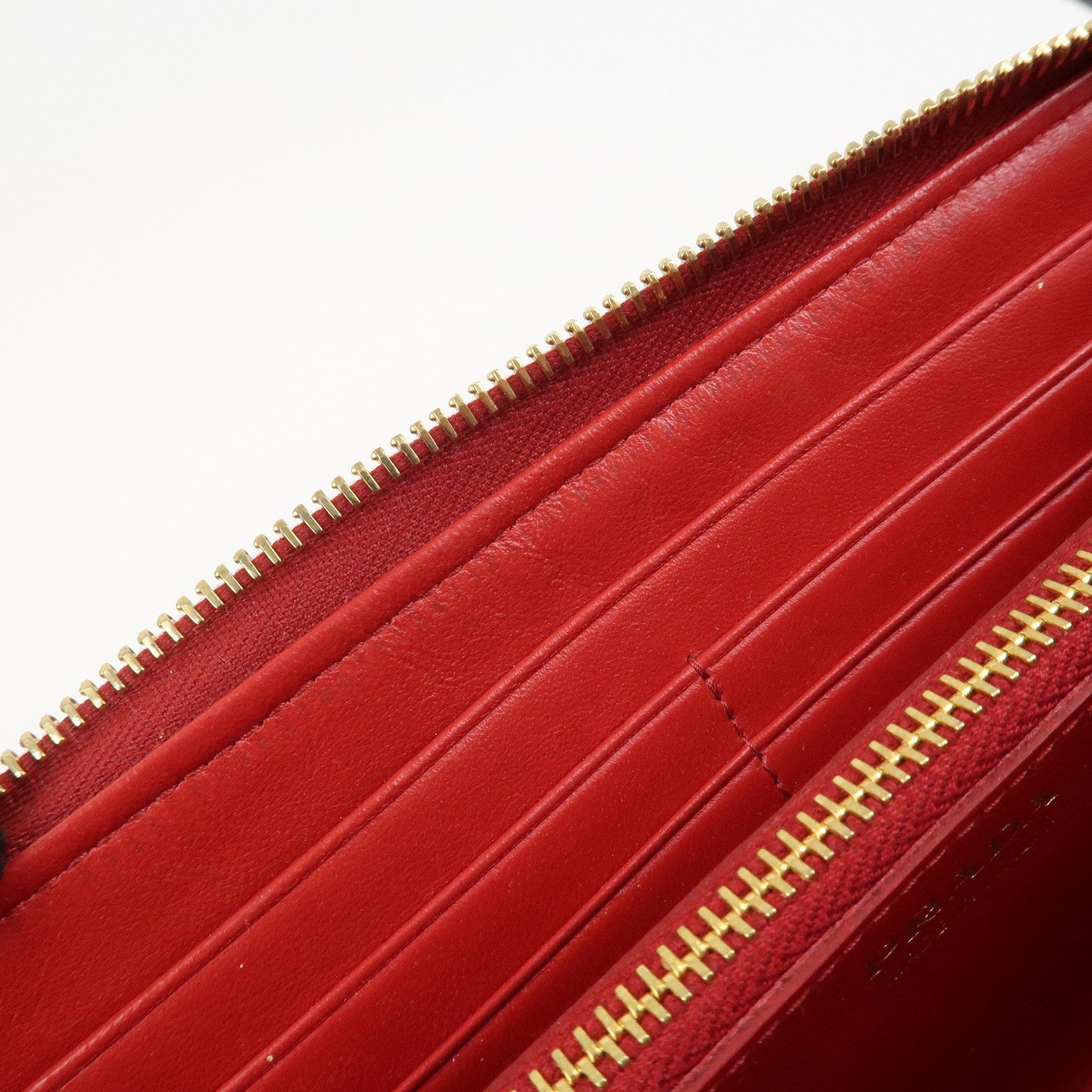 PRADA Nylon Leather L Fastener Zippy Long Wallet Red 1ML183