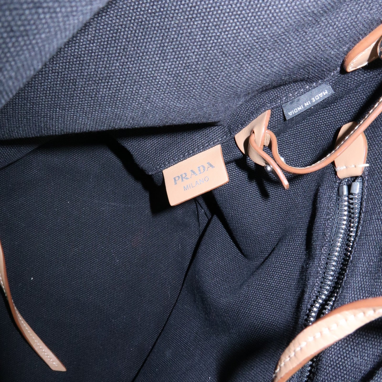 PRADA Triangle Logo Canapa Canvas 2Way Bag Tote Bag Black 1BG186