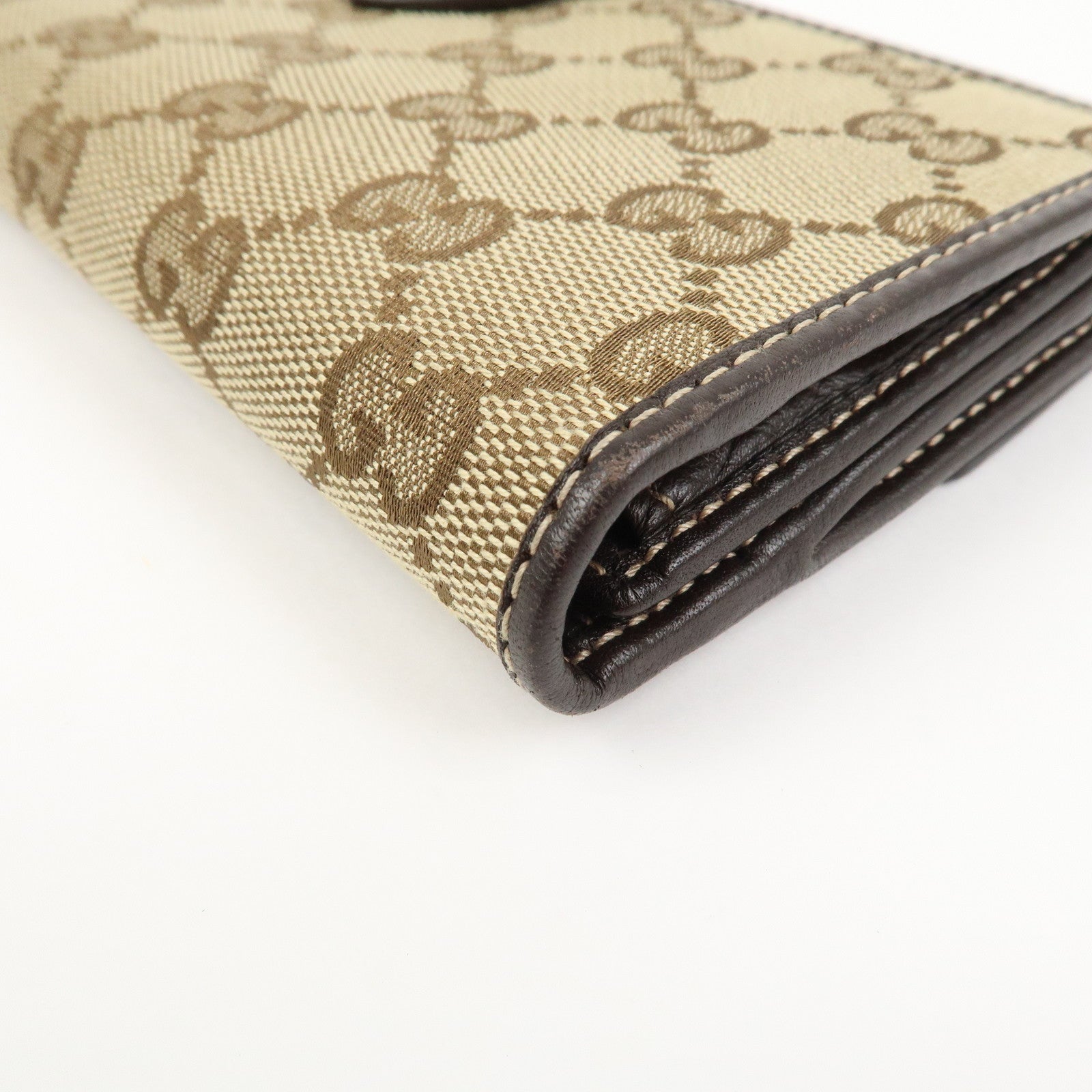 GUCCI Lovely Heart GG Canvas Leather Bi-fold Long Wallet 203550