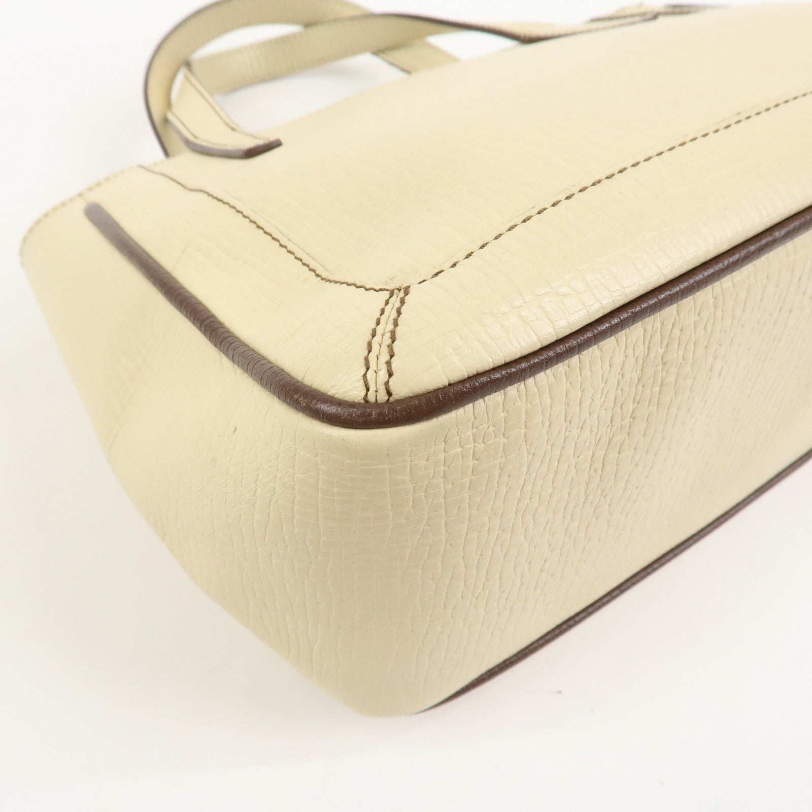 LOEWE Logo Leather Hand Bag Ivory