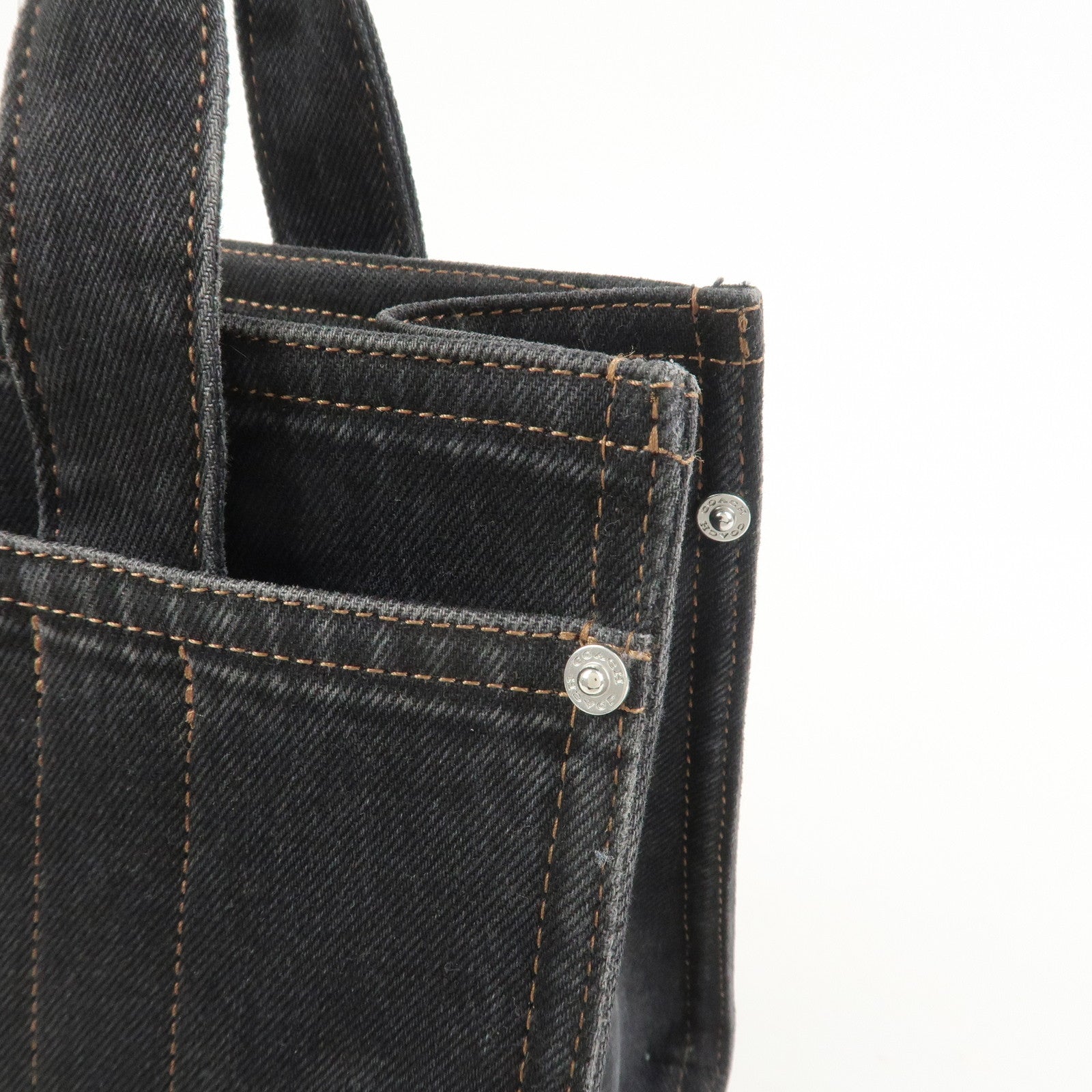 COACH Denim Leather 2Way Shoulder Bag Hand Bag Black