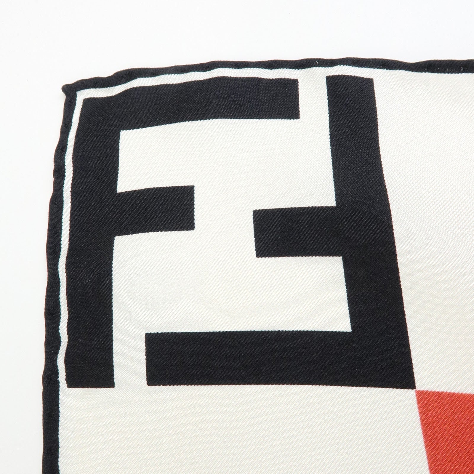 FENDI Zucca Silk 100% Scarf White Black Brown Red