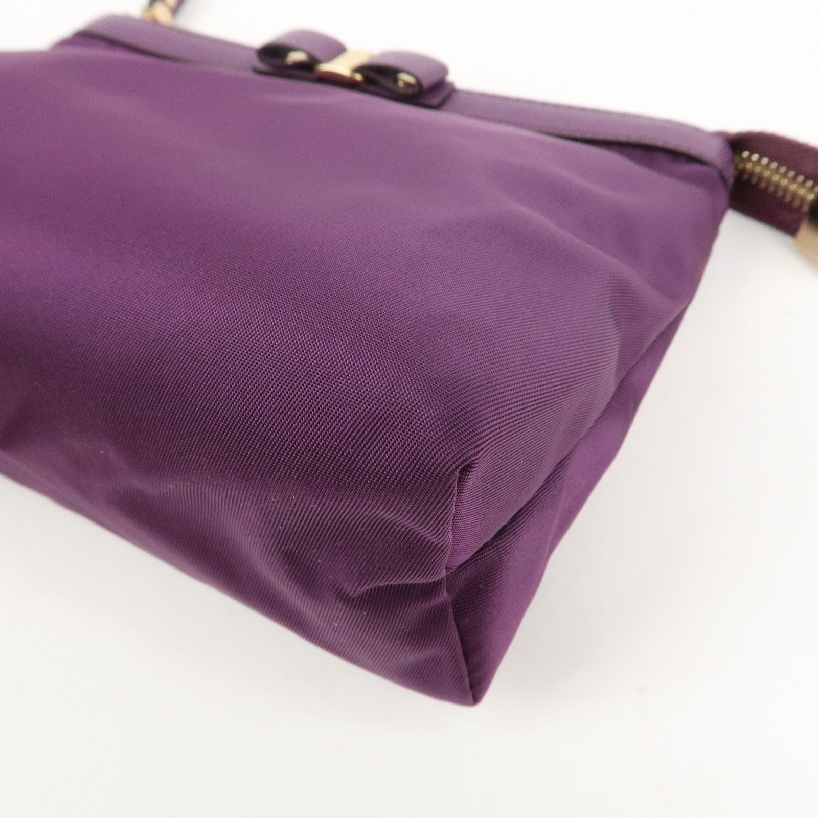 Ferragamo Set Of 2 Leather Nylon Pouch Black Purple Gold