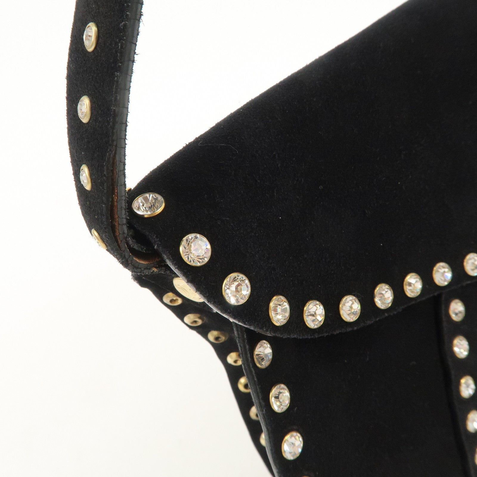 CELINE Paulbot Suede Shoulder Bag Hand Bag Black Used