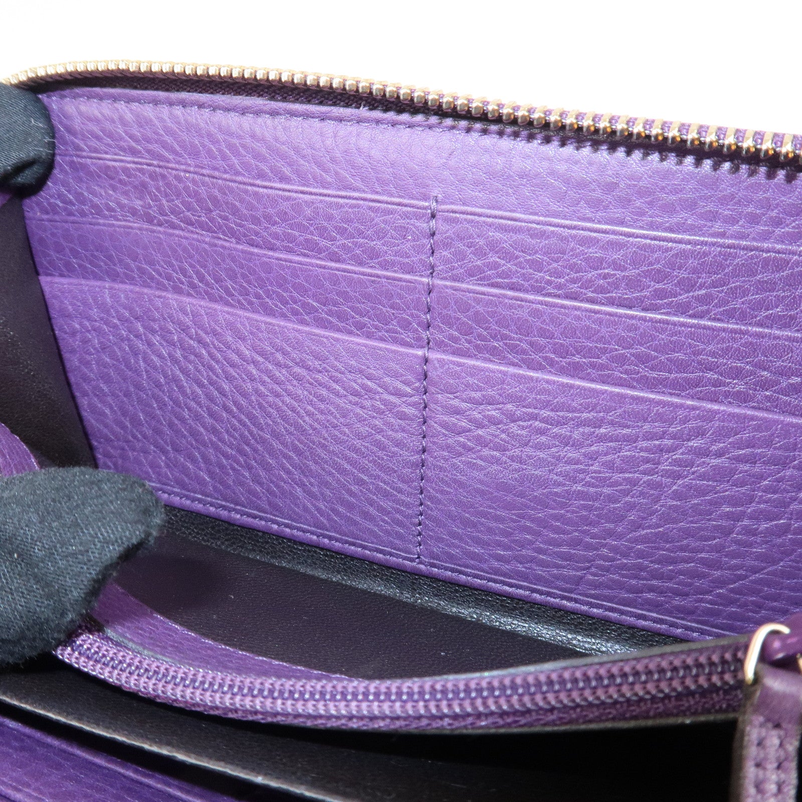 GUCCI SOHO Leather Zip Around Long Wallet Purple Used