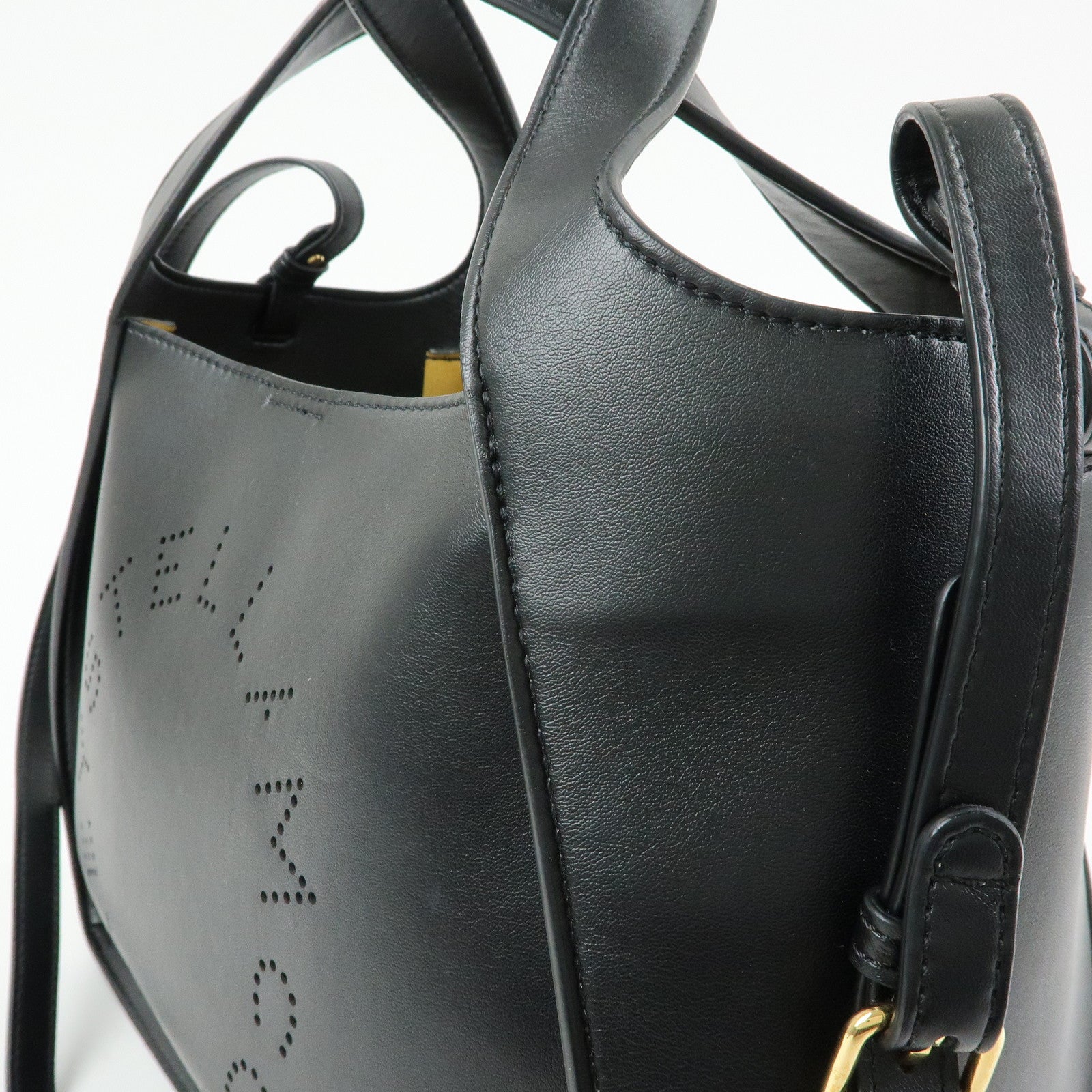 STELLA MCCARTNEY Faux Leather 2Way Shoulder Bag Hand Bag Black