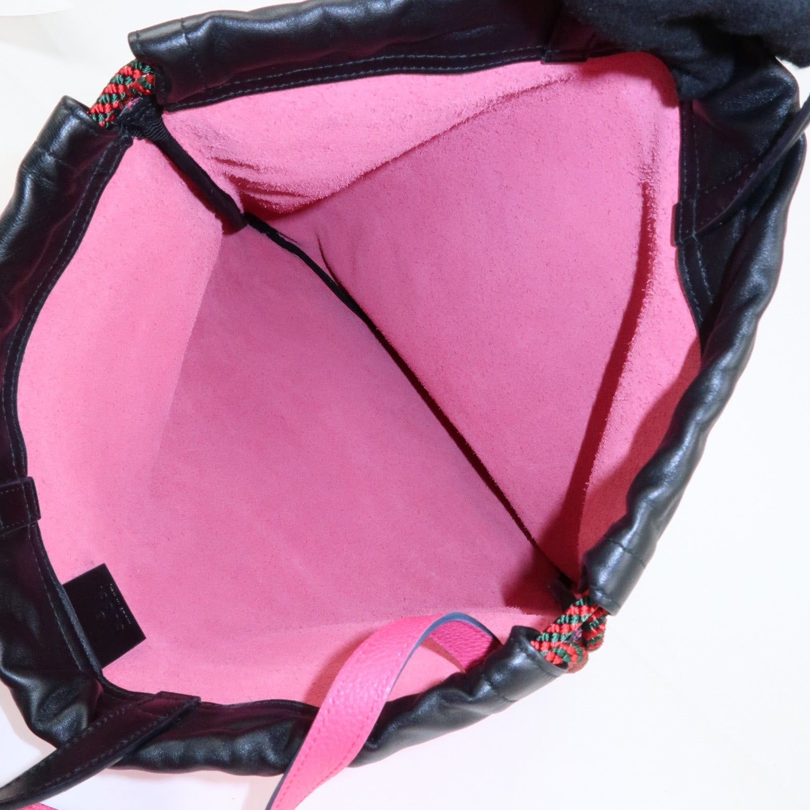 GUCCI Sherry Leather Hand Bag Draw String Backpack Pink 316639