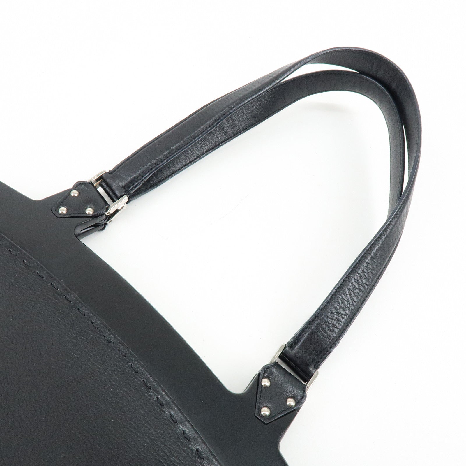 Ferragamo Gancini Leather Hand Bag Shoulder Bag Black