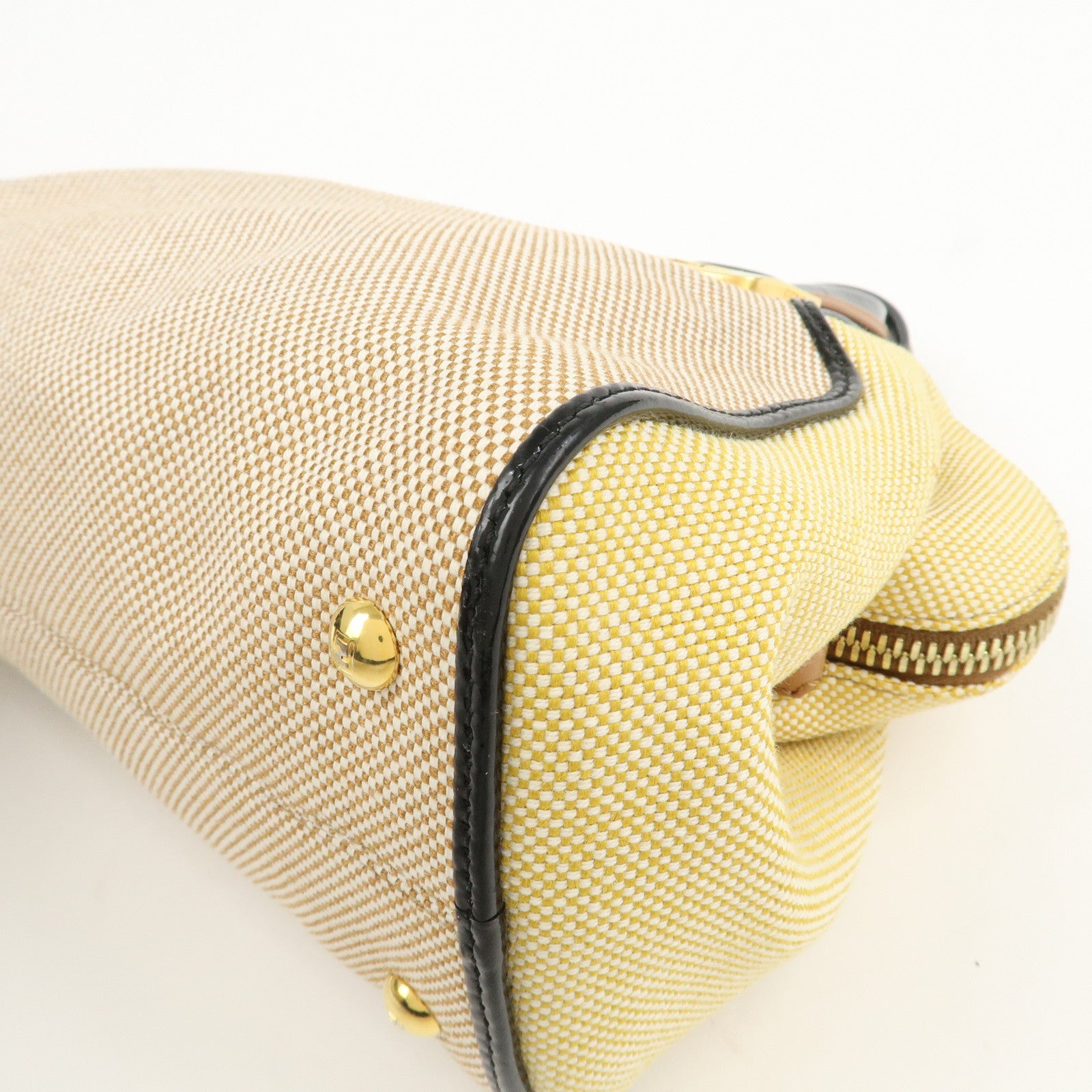 FENDI Chameleon Canvas Patent Leather 2Way Hand Bag Beige 8BL117