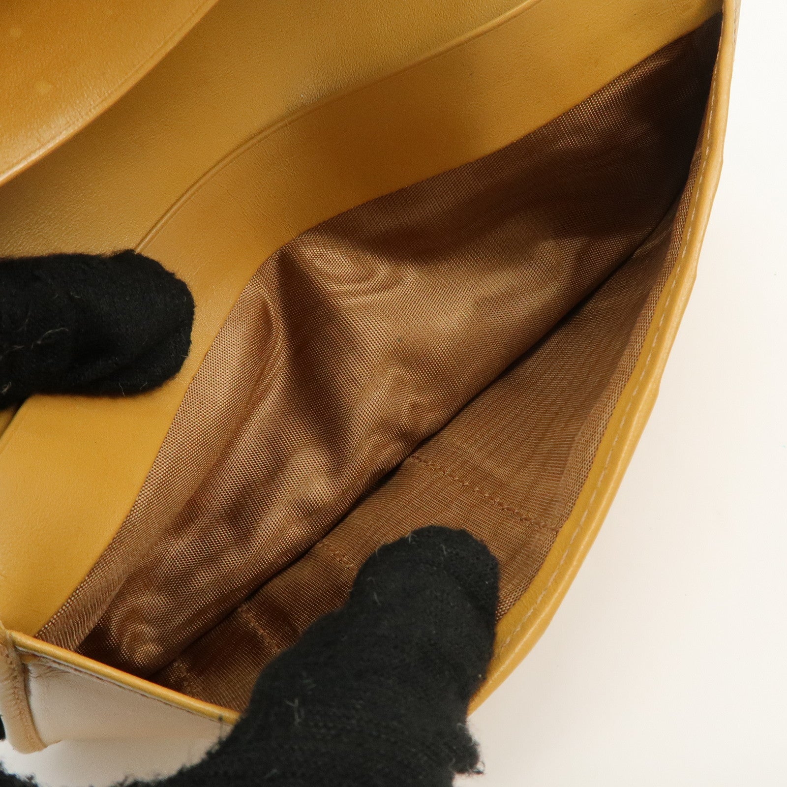 CELINE Macadam Set of 2 Long Wallet Leather Beige Dark Brown Used