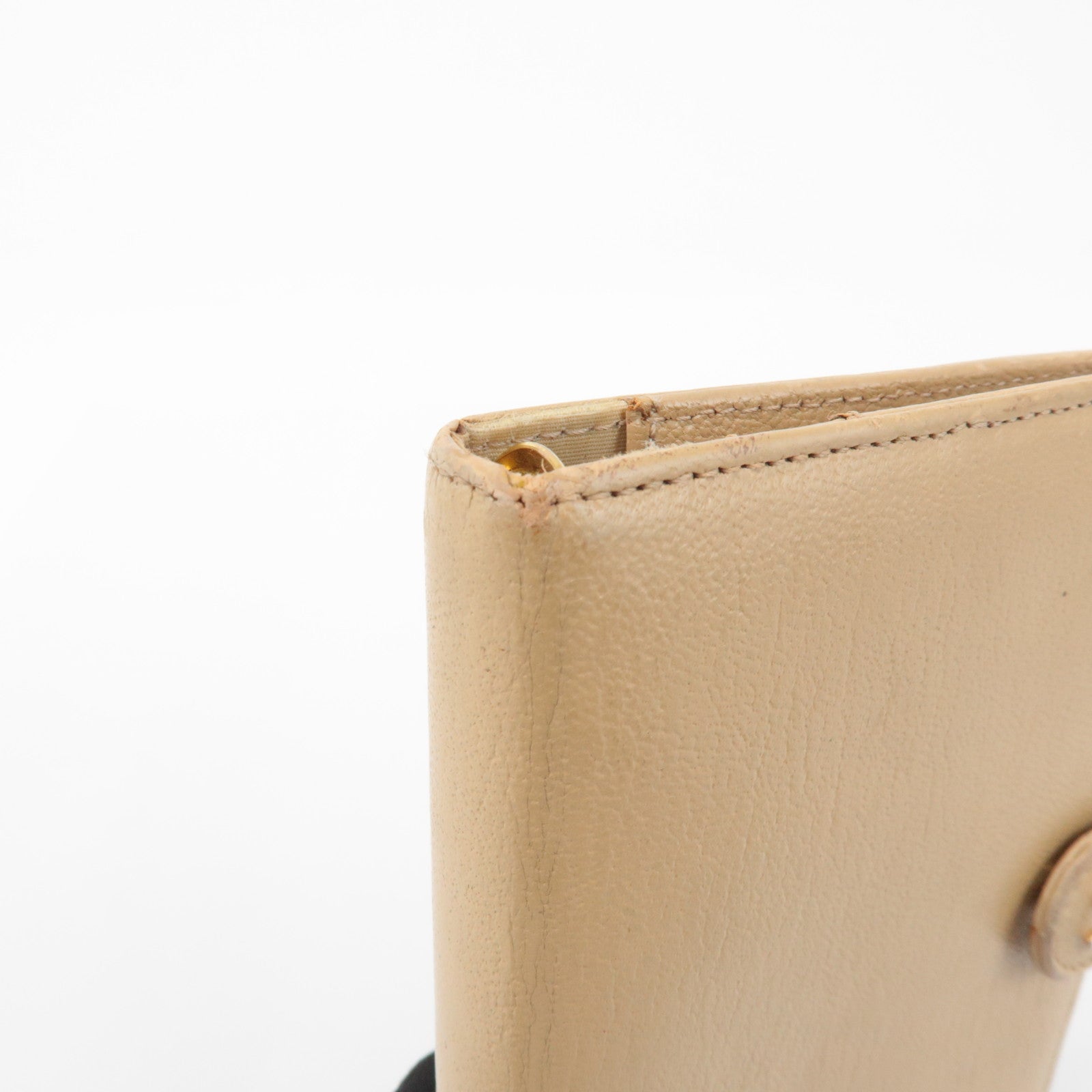 CHANEL COCO Mark Calf Leather Agenda Cover Planner Cover Beige