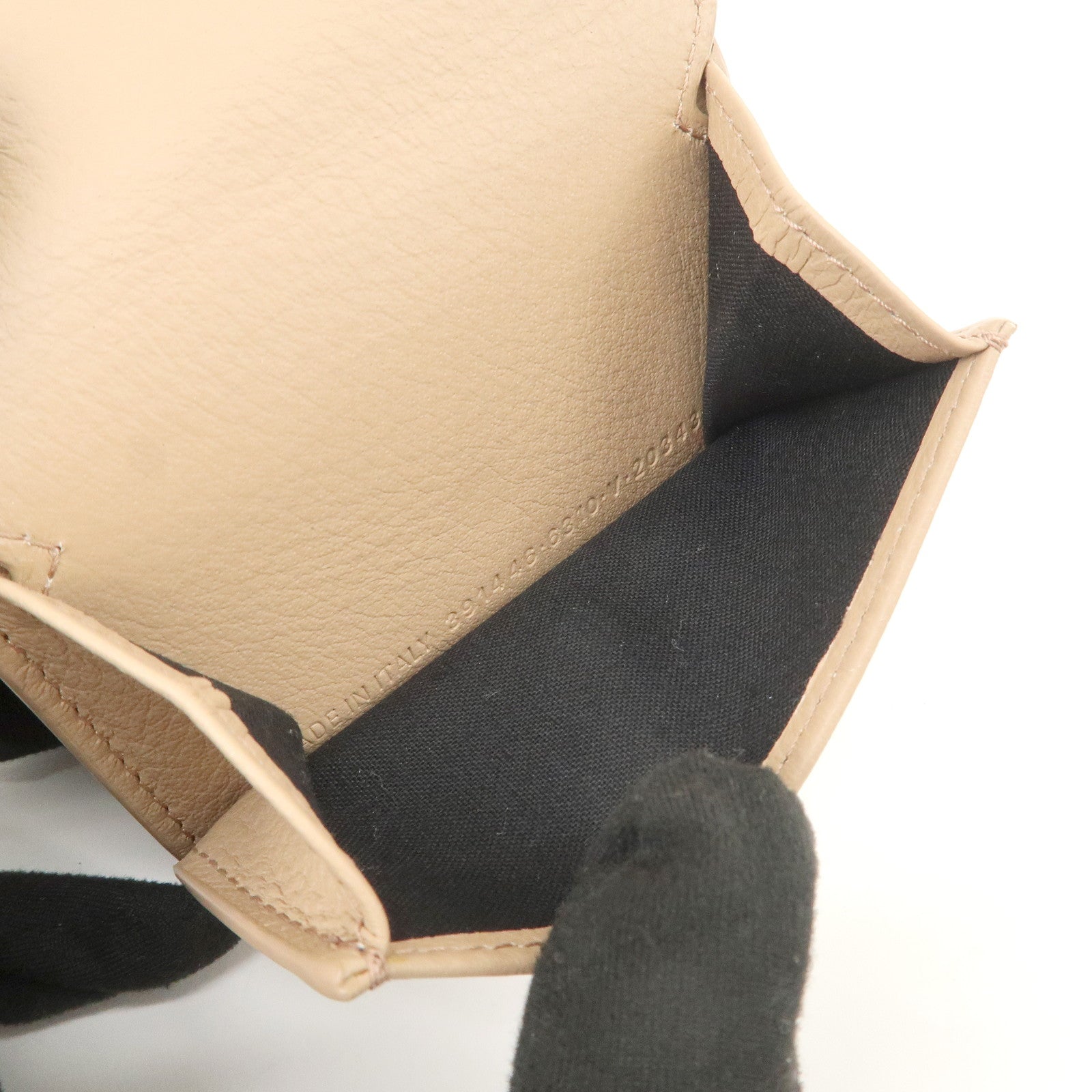 BALENCIAGA Leather Tri-fold Compact Wallet Beige 391446