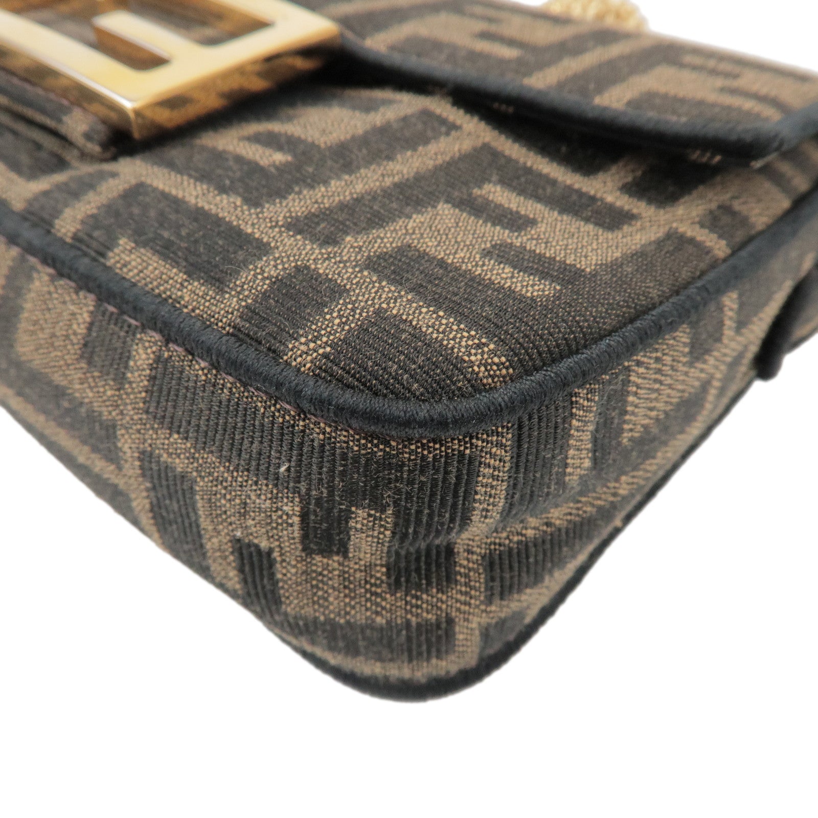 FENDI Baguette Mini Zucca Canvas 2Way Shoulder Bag Brown 8BS017