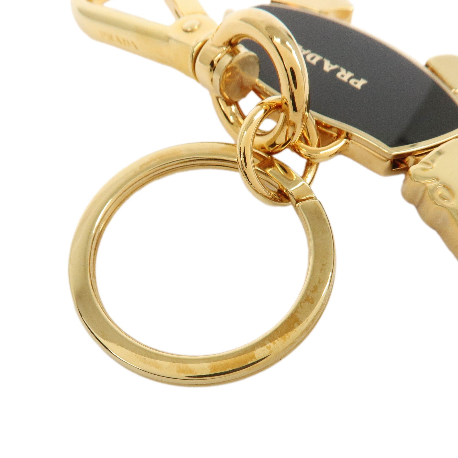 PRADA Hippopotamus Metal Bag Charm Key Charm Black Gold
