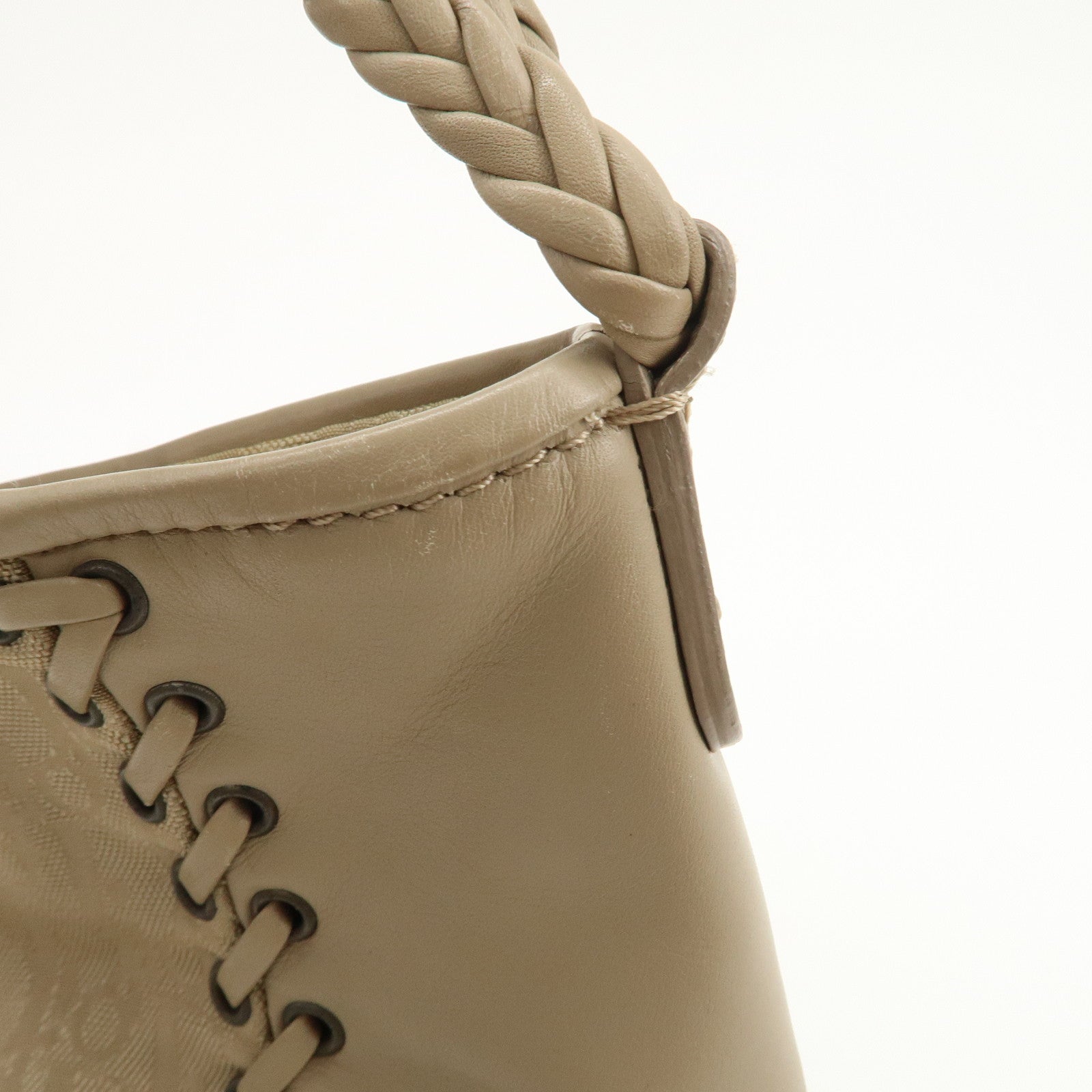 Christian Dior Trotter Nylon Leather Shoulder Bag Hand Bag Beige