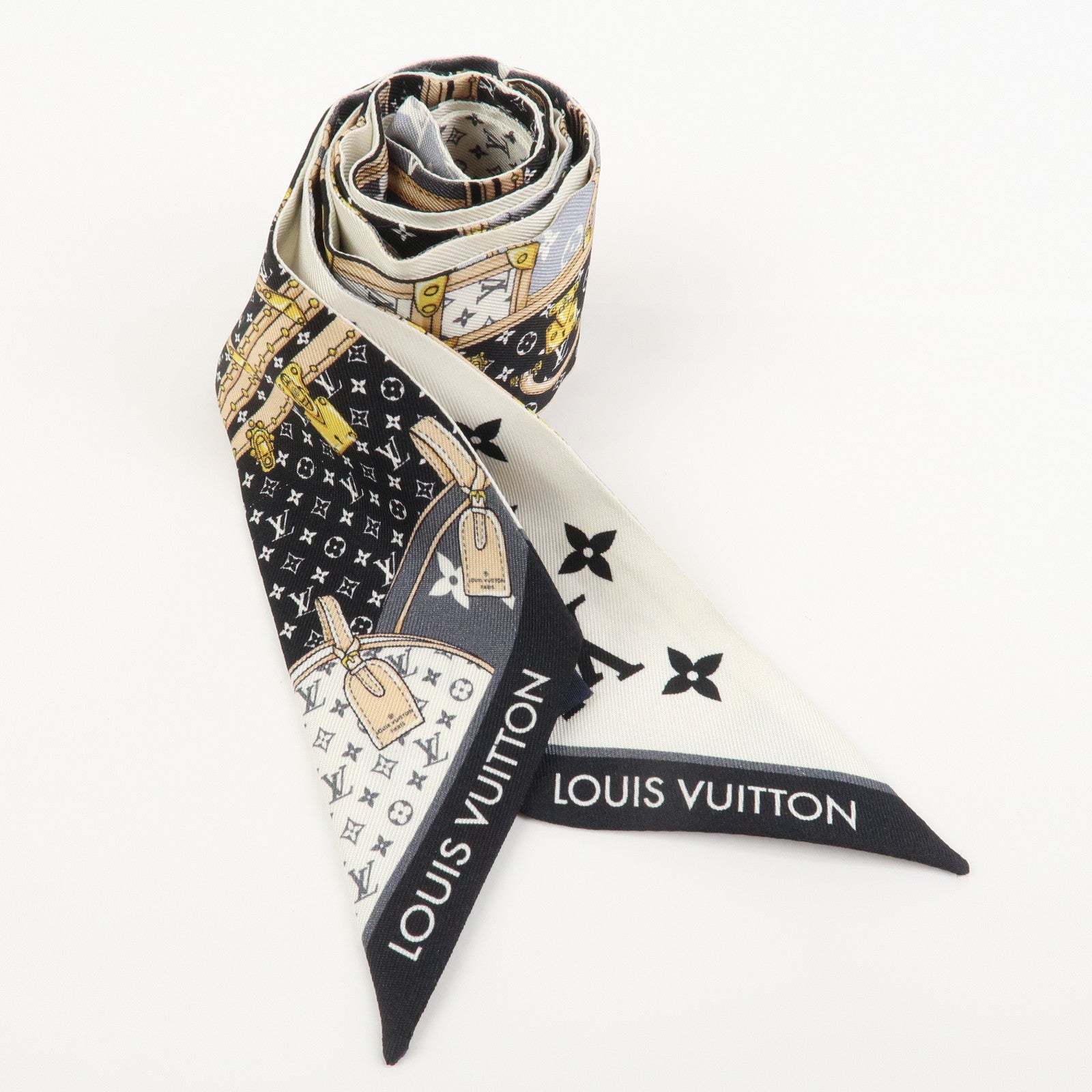 Louis Vuitton Bandeau BB Let's Go Silk 100% Scarf Black M76442