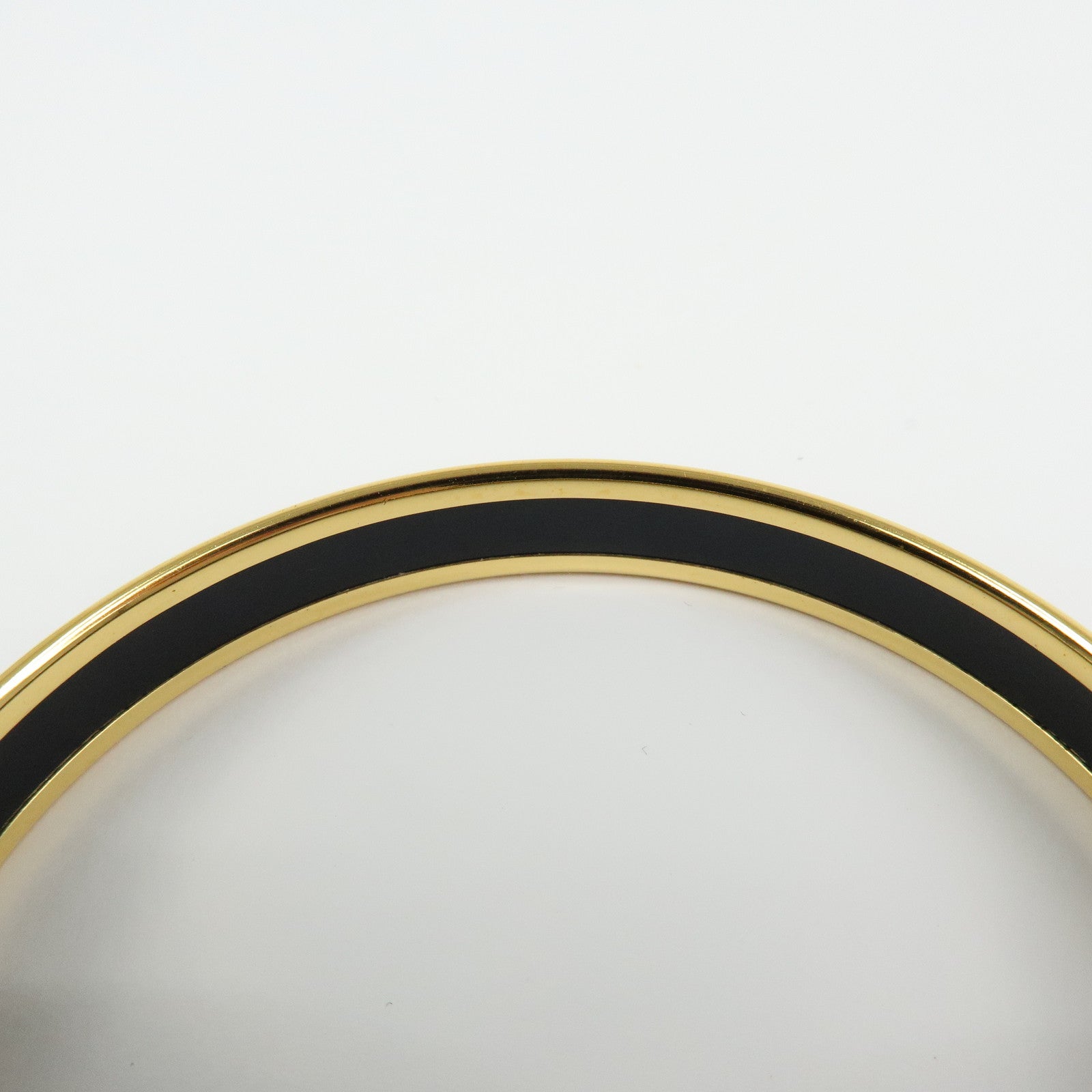 HERMES Email PM Bracelet Bangle Ribbon Motif Metal Gold Red Black