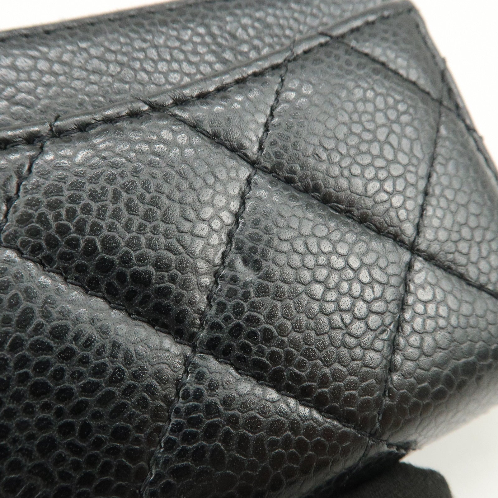 CHANEL Matelasse Caviarskin Classic Zippy Coin Case Black AP0216