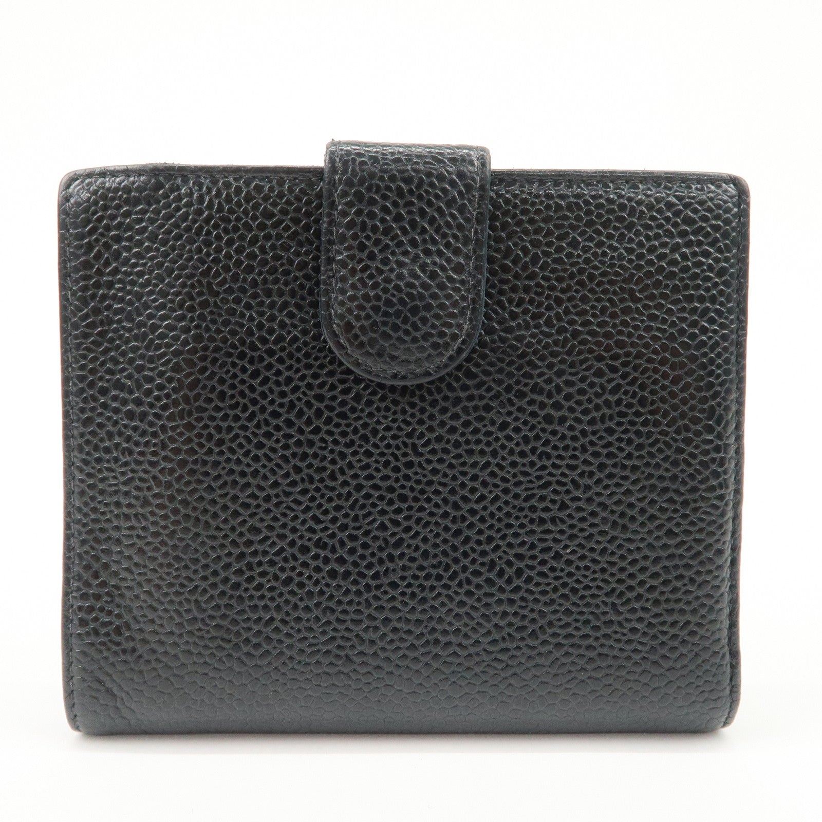 CHANEL COCO Mark Caviarskin Double Hook Wallet Black A13496