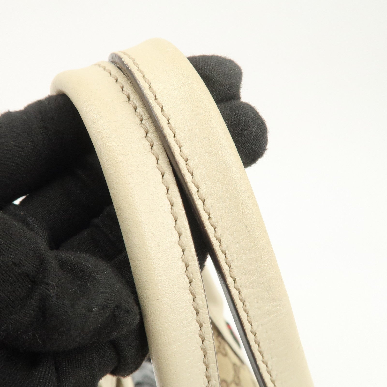 GUCCI Princy Sherry GG Canvas Leather Tote Bag Brown Ivory 163805