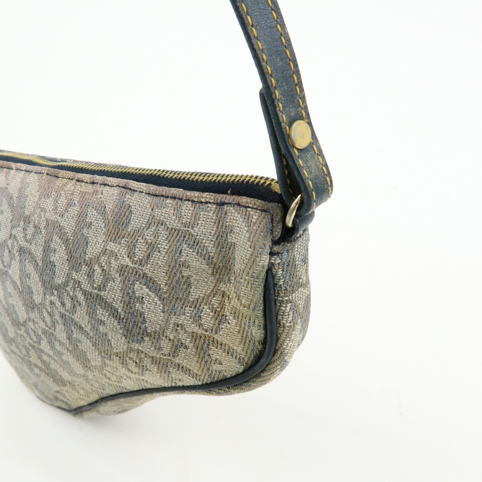 Christian Dior Saddle Trotter Jacquard Leather Shoulder Bag Navy