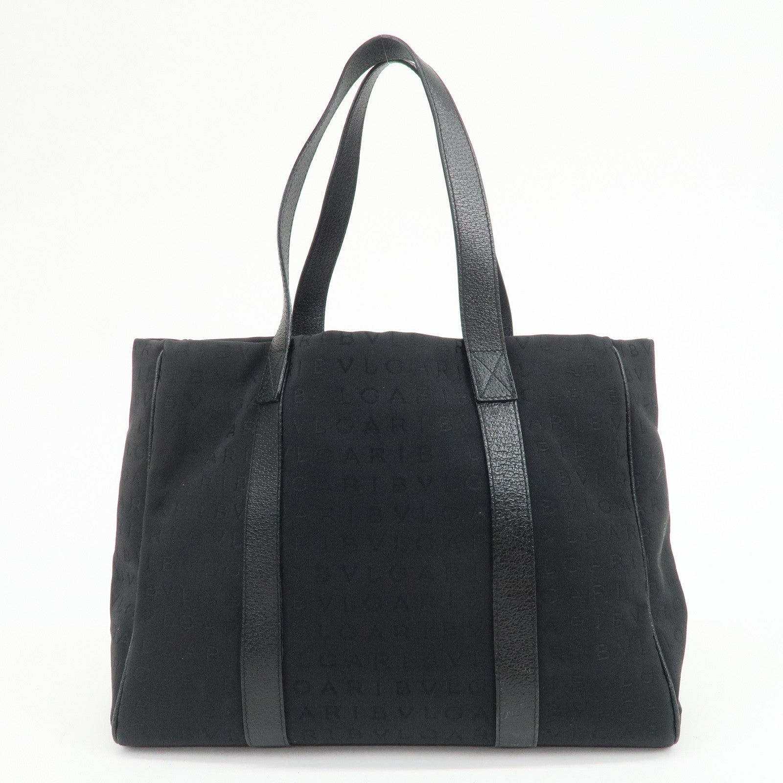 BVLGARI Logomania Canvas Leather Tote Bag Shoulder Bag Black