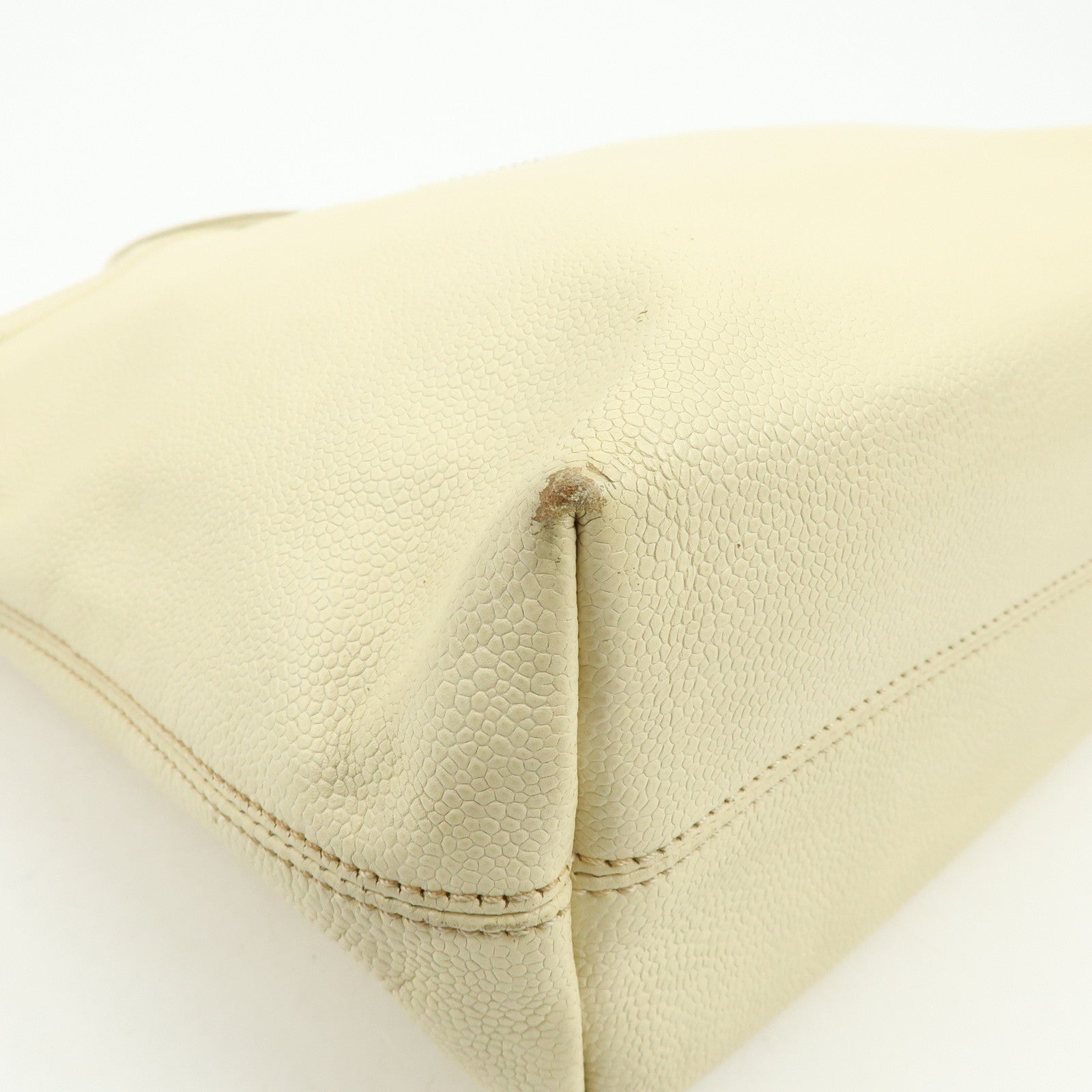 CHANEL COCO Mark Caviarskin Tote Bag Shoulder Bag Hand Bag Ivory