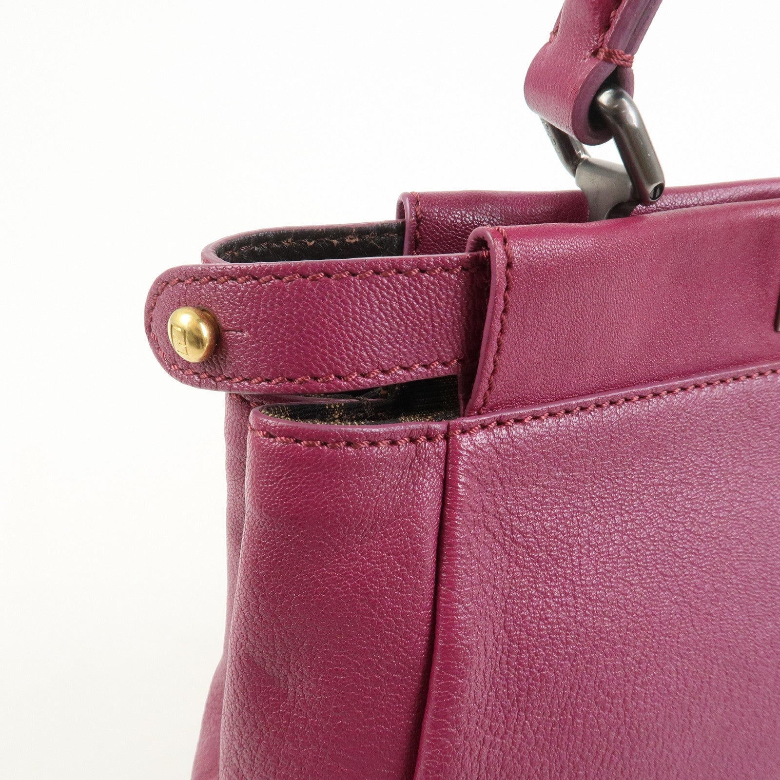 FENDI Peekaboo Leather 2Way Hand Bag Shoulder Bag Fuchsia 8BN226