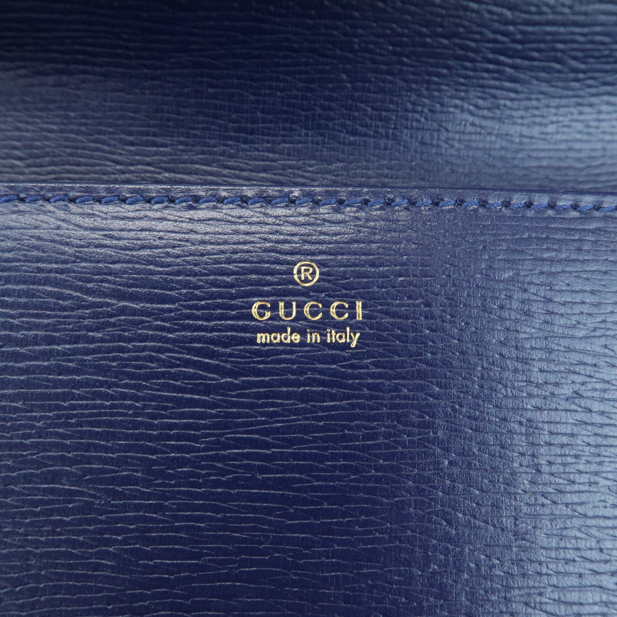 GUCCI Horsebit 1955 Calf Leather Chain Long Wallet Navy Red 621892