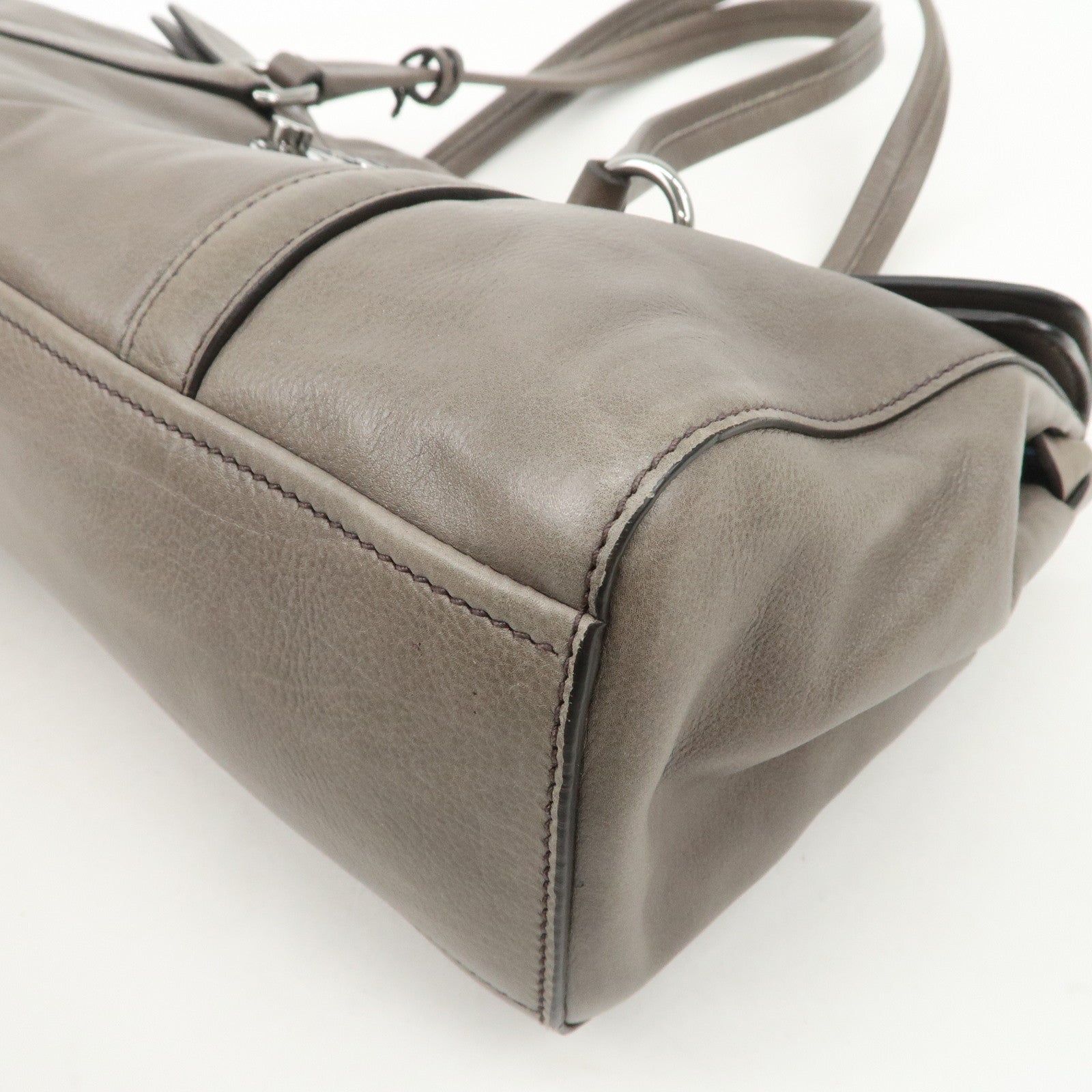 PRADA Triangle Logo Leather Shoulder Bag Gray BR3274