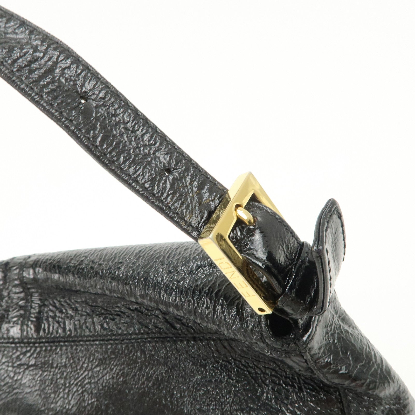 FENDI Mamma Baguette Leather Shoulder Bag Hand Bag Black