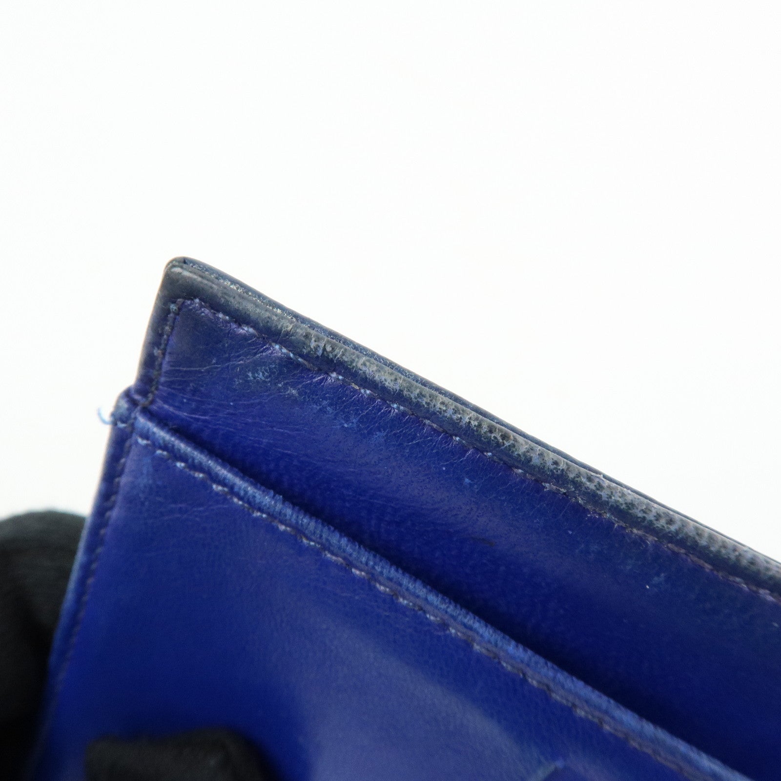 CHANEL COCO Mark Caviarskin W Hook Compact Wallet Navy A01427