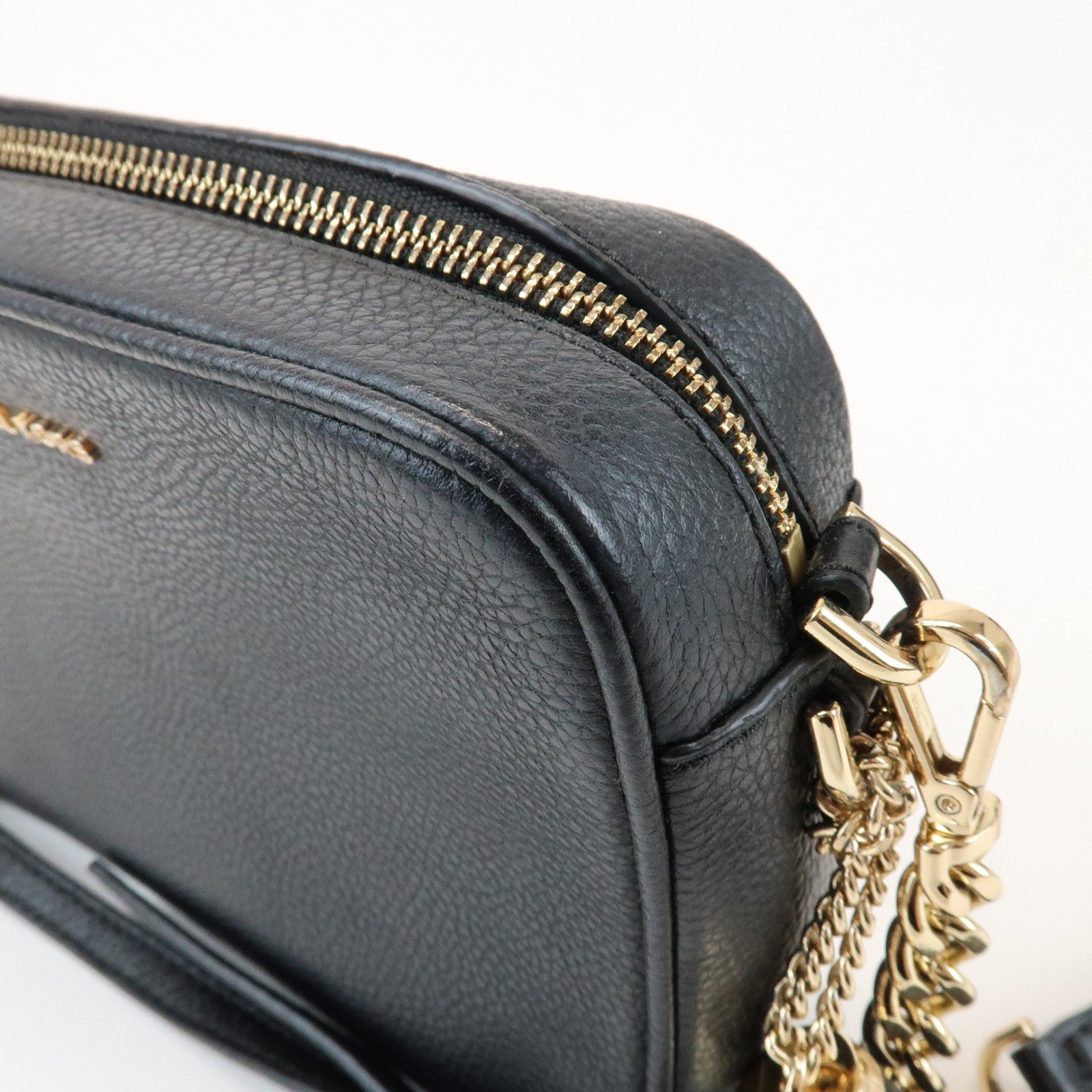 MICHAEL KORS Logo Leather Shoulder Bag Crossbody Bag Black