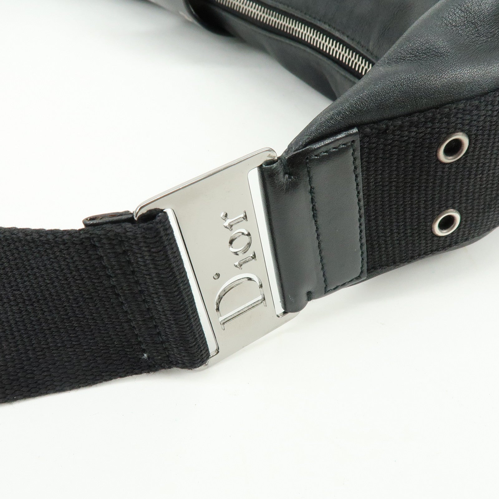 Christian Dior Street Chic Leather Shoulder Bag Crossbody Bag Black