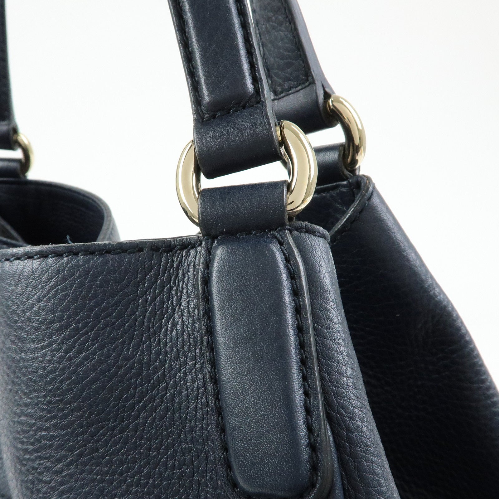 GUCCI SOHO Interlocking G Leather Tote Bag Shoulder Bag Navy 282309