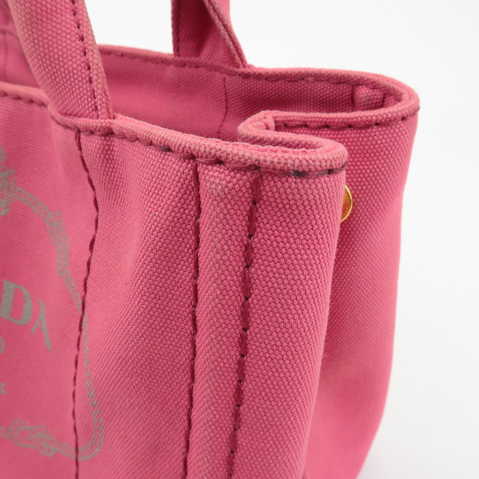 PRADA Canapa Mini Canvas 2Way Hand Bag Shoulder Bag Pink 1BG439 Used