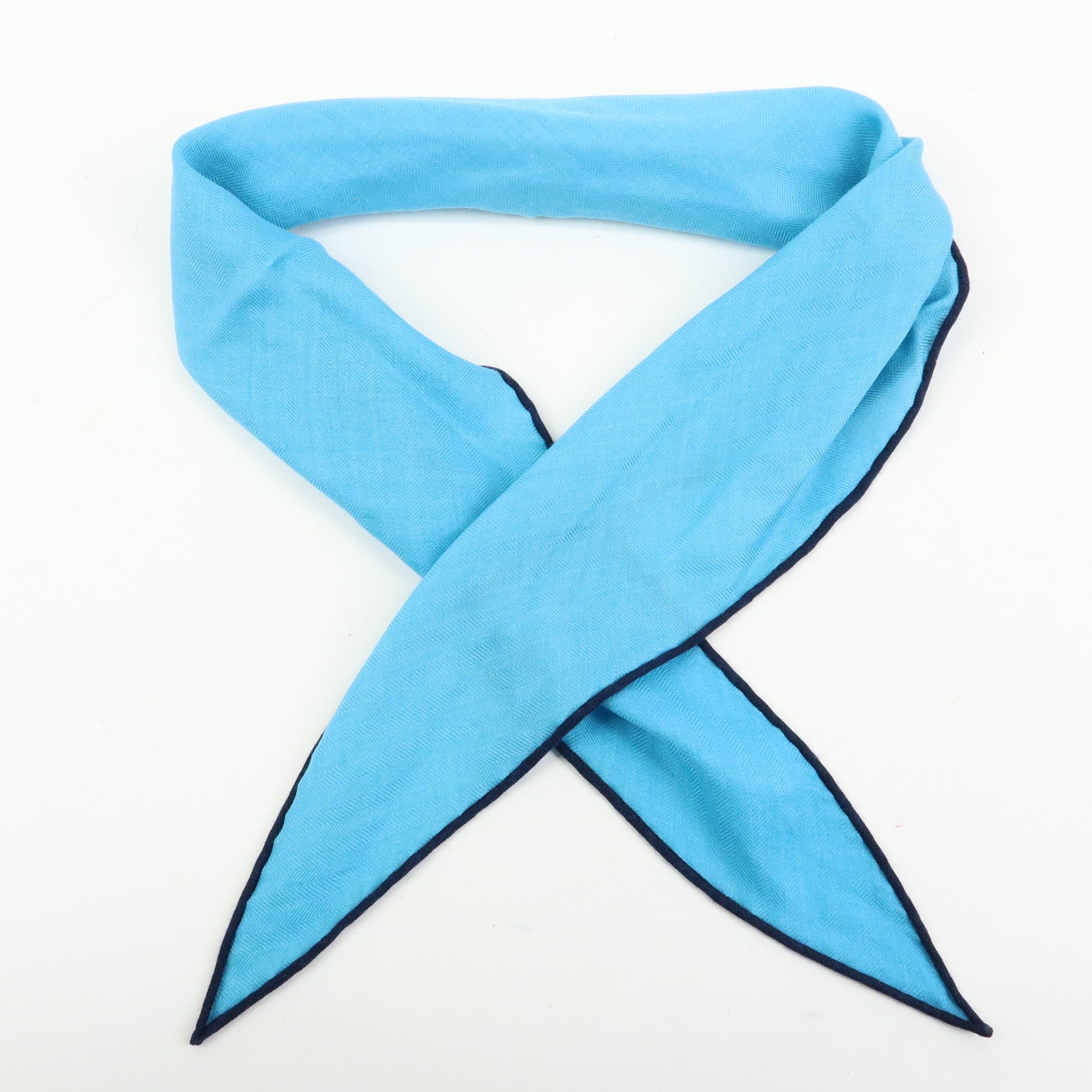 HERMES Cashmere Silk Rosange PM Scarf Blue