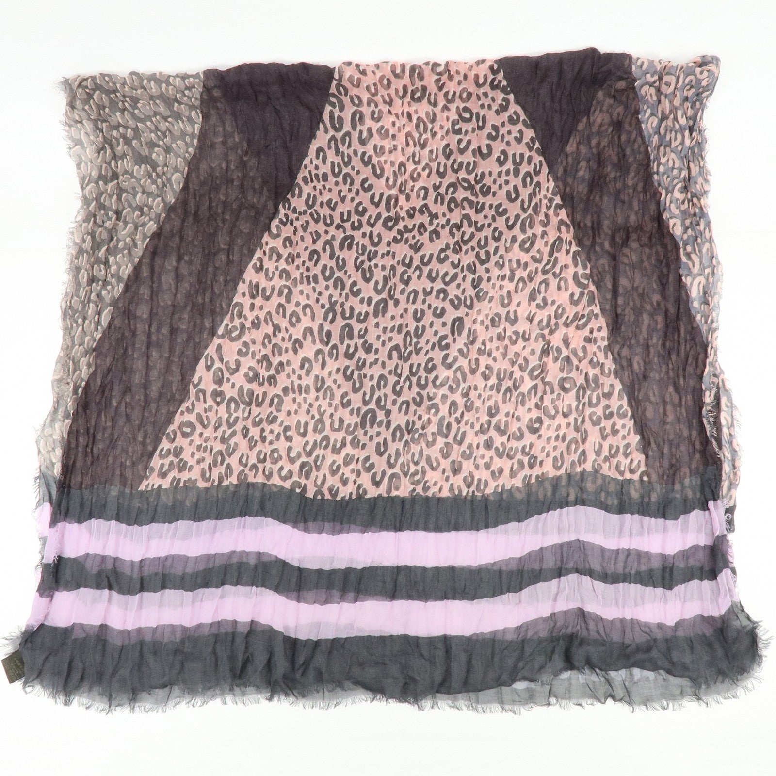 Louis Vuitton Etole V Leopard Cashmere Silk Scarf Gray Pink M75033