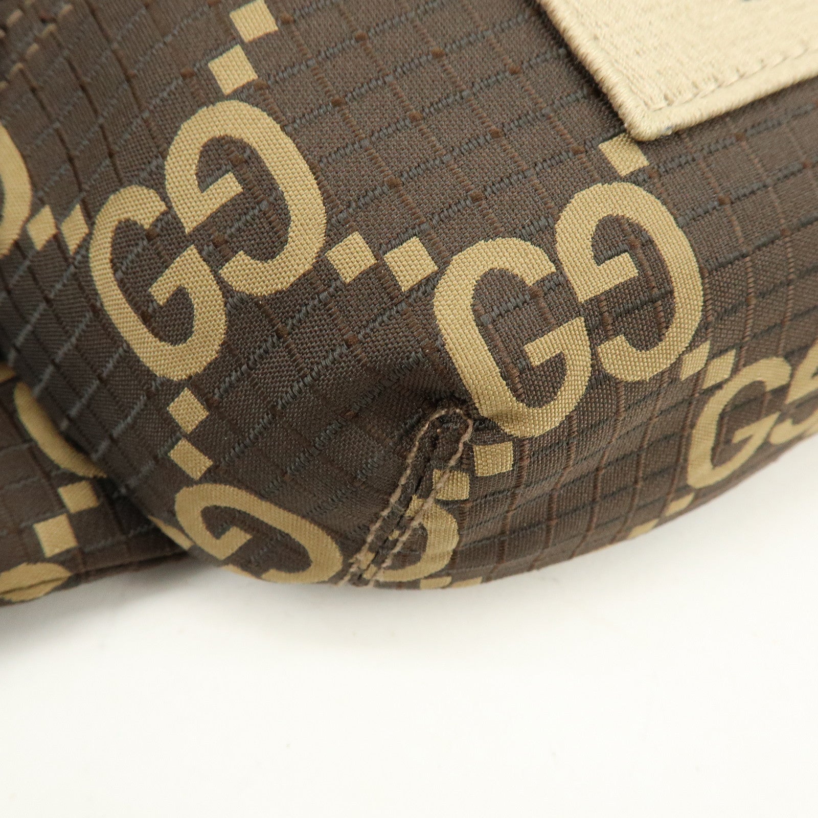 GUCCI GG Ripstop Leather Waist Pouch Body Bag Brown 767934