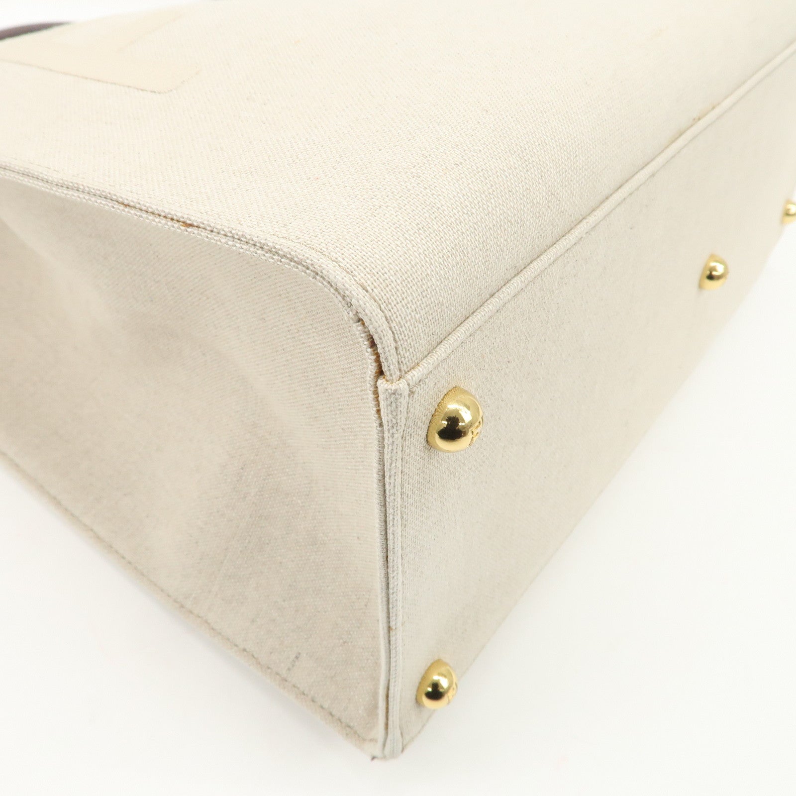 FENDI Leather Canvas Sunshine Medium Tote Bag Natural 8BH386