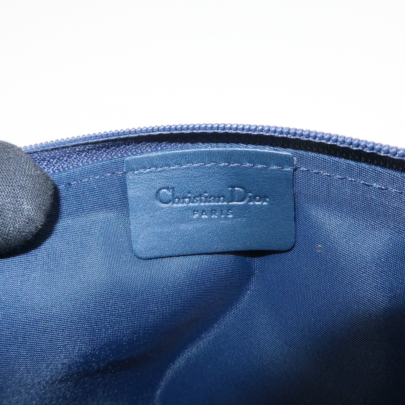 Christian Dior Trotter Canvas Leather Pouch Cosmetic Pouch Navy