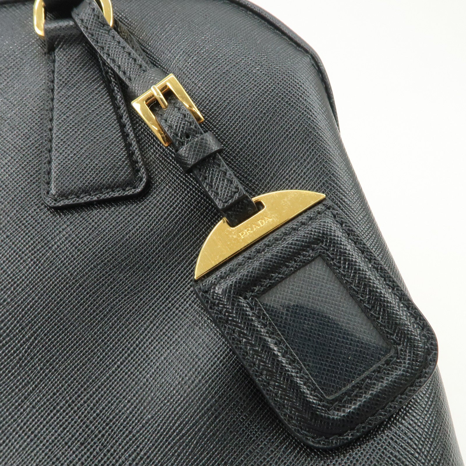 PRADA Saffiano Leather Triangle Logo 2WAY Bag Hand Bag Black BN2567