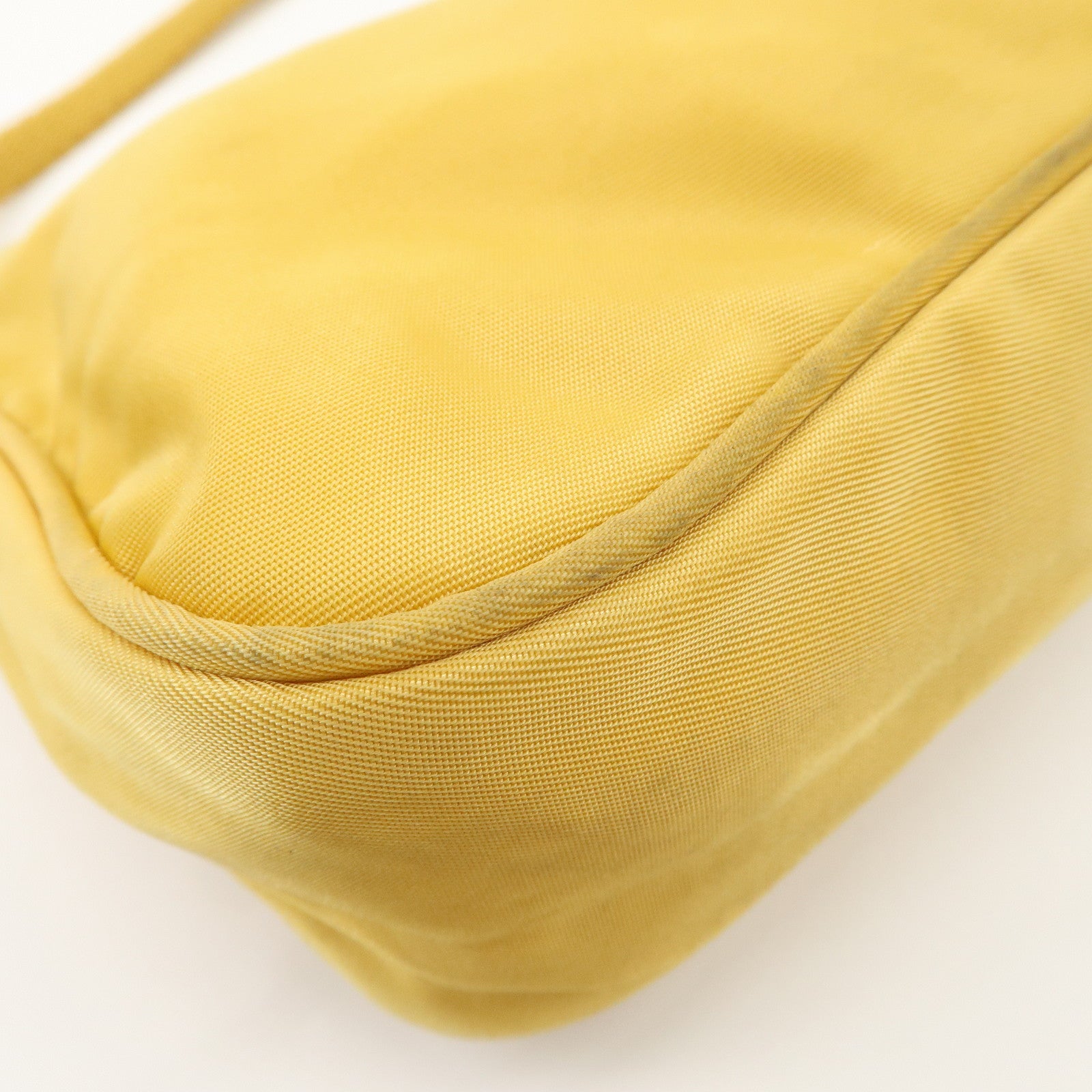 PRADA Triangle Logo Nylon Pouch Shoulder Bag Hand Bag Yellow Used